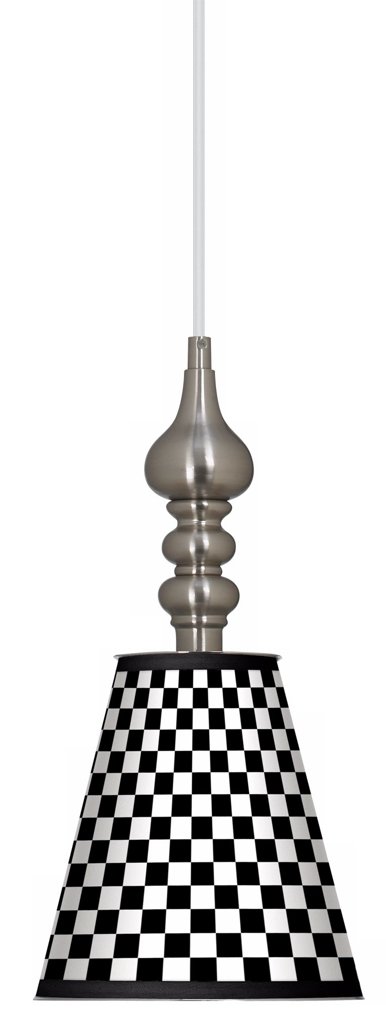 Checkered Black 7 1/2" Wide Brushed Steel Mini Pendant