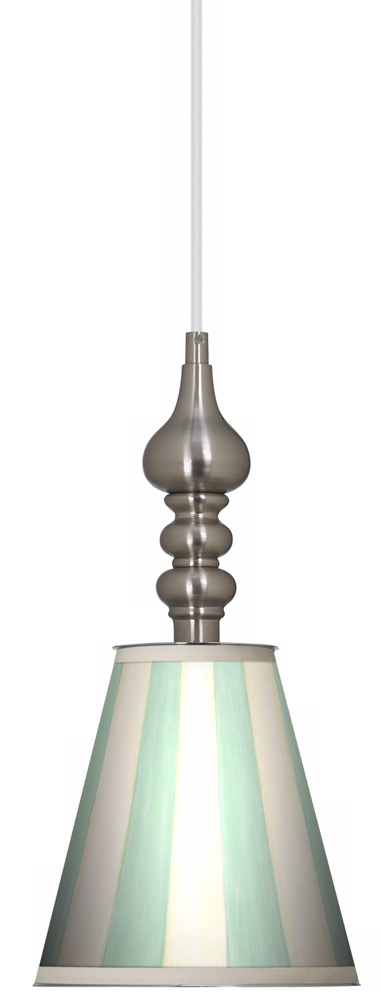 Seaside Stripe Green 7 1/2" Wide Brushed Steel Mini Pendant