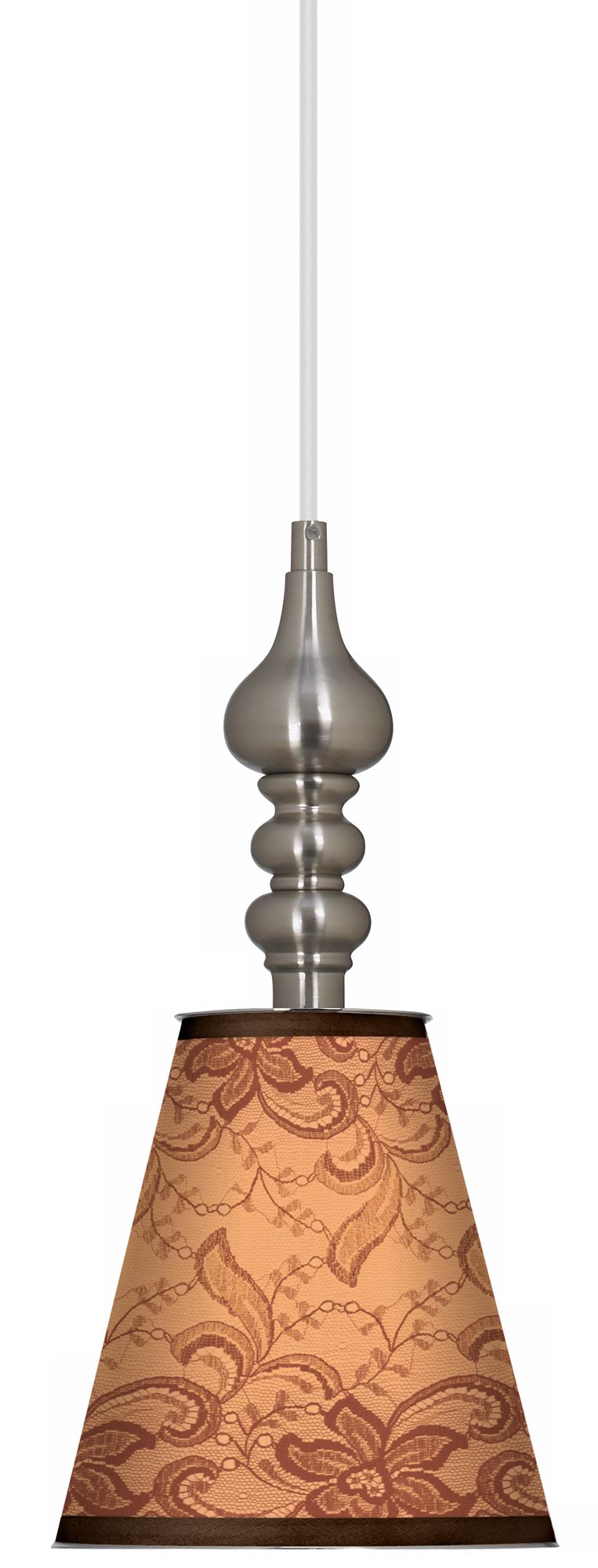 Sepia Lace Brushed Steel Finish 7 1/2" Wide Mini Pendant
