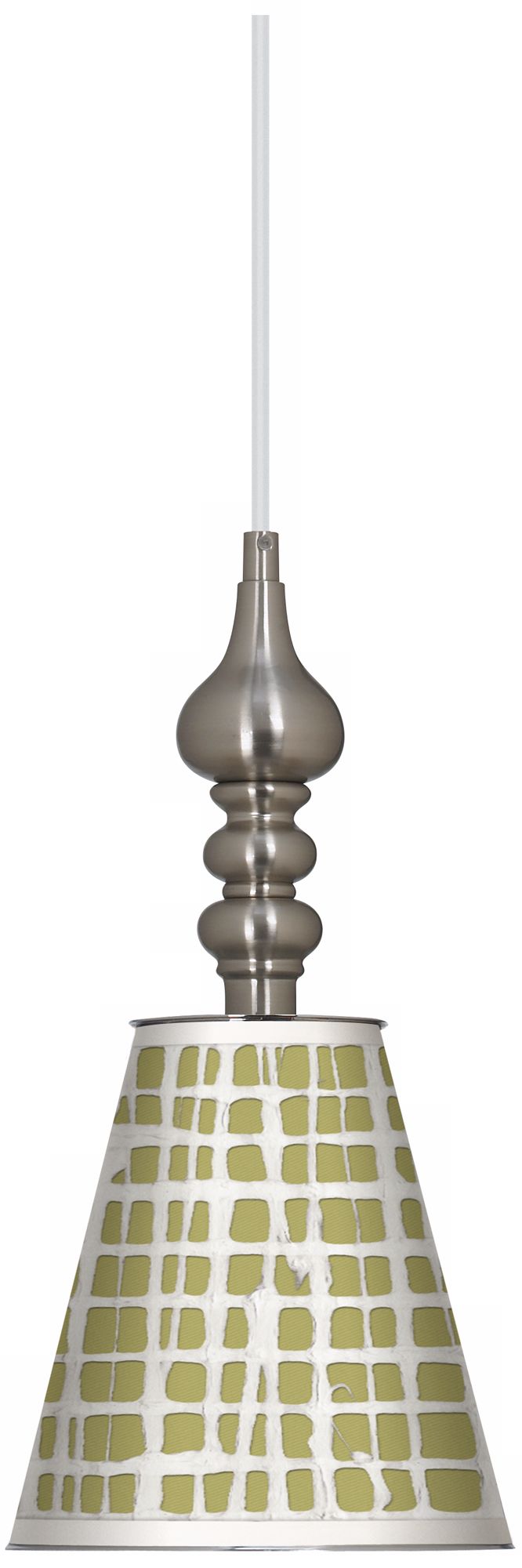 Ecru Screen Linen 7 1/2" Wide Brushed Steel Mini Pendant