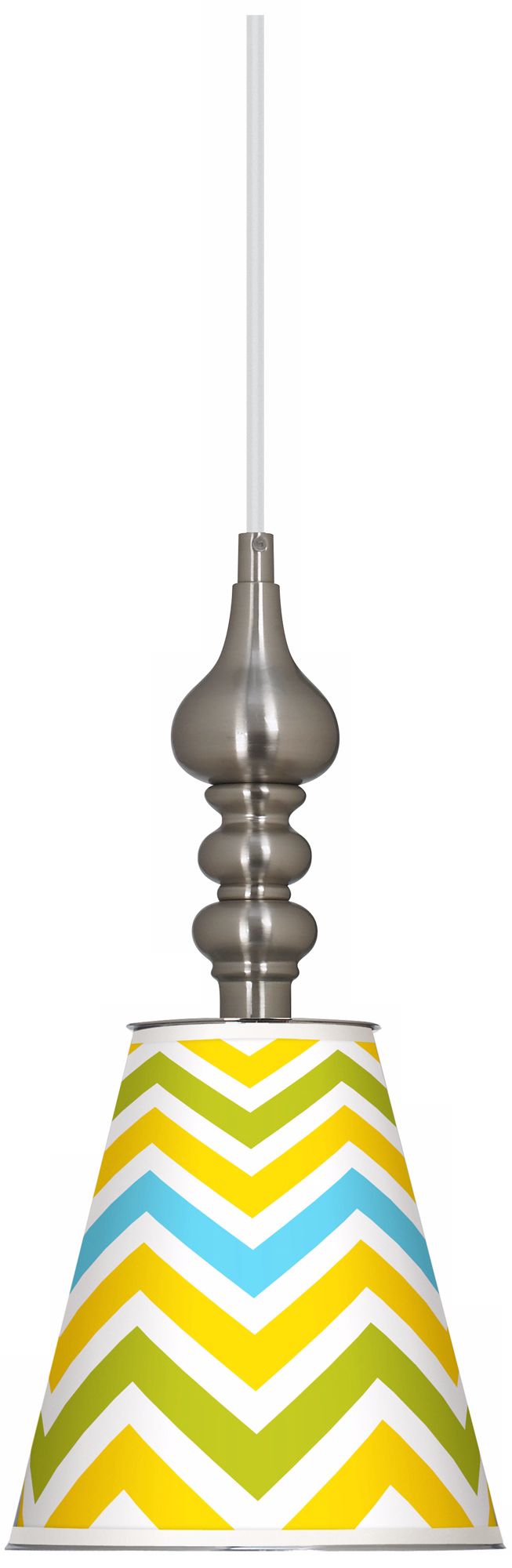 Citrus Zig Zag Giclee 7 1/2" Wide Brushed Steel Mini Pendant