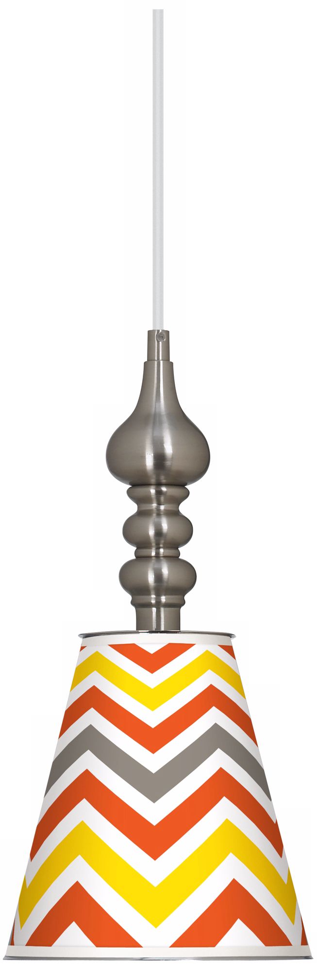 Flame Zig Zag Giclee 7 1/2" Wide Brushed Steel Mini Pendant