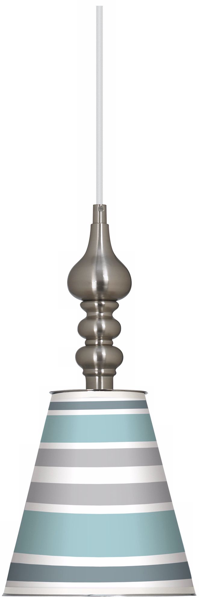 Multi Color Stripes 7 1/2" Wide Brushed Steel Mini Pendant
