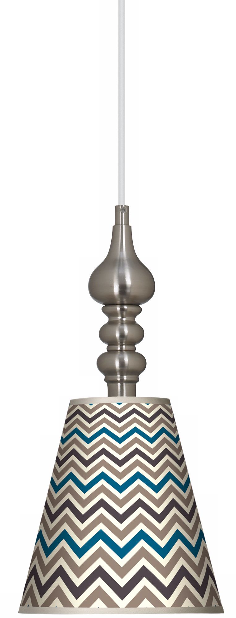 Zig Zag Giclee 7 1/2" Wide Brushed Steel Mini Pendant