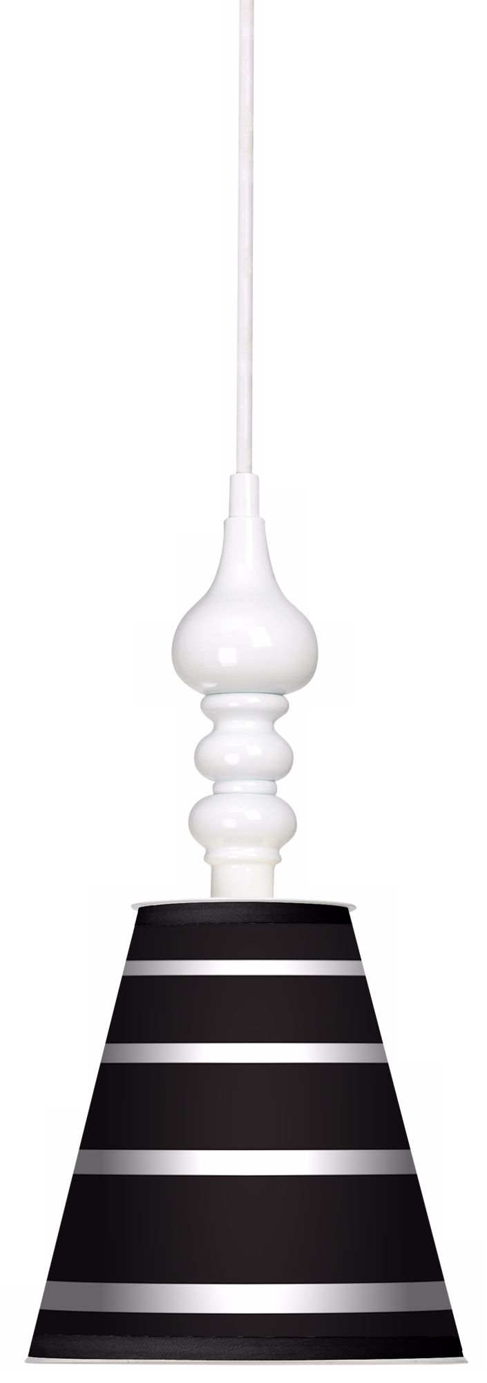 Bold Black Stripe 7 1/2" Wide White Mini Pendant