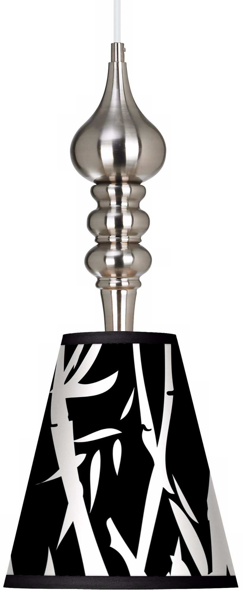 Night Bamboo 9 1/4" Wide Brushed Steel Pendant Light