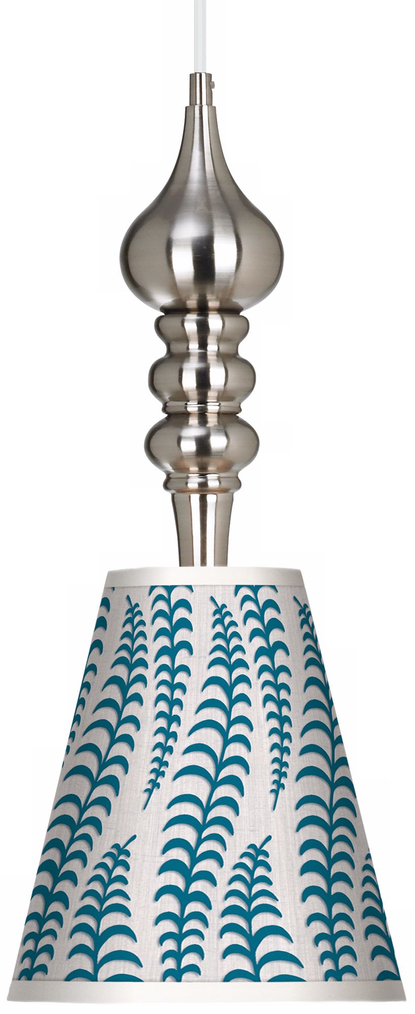 Stacy Garcia Fancy Fern Peacock 9 1/4" Brushed Steel Pendant