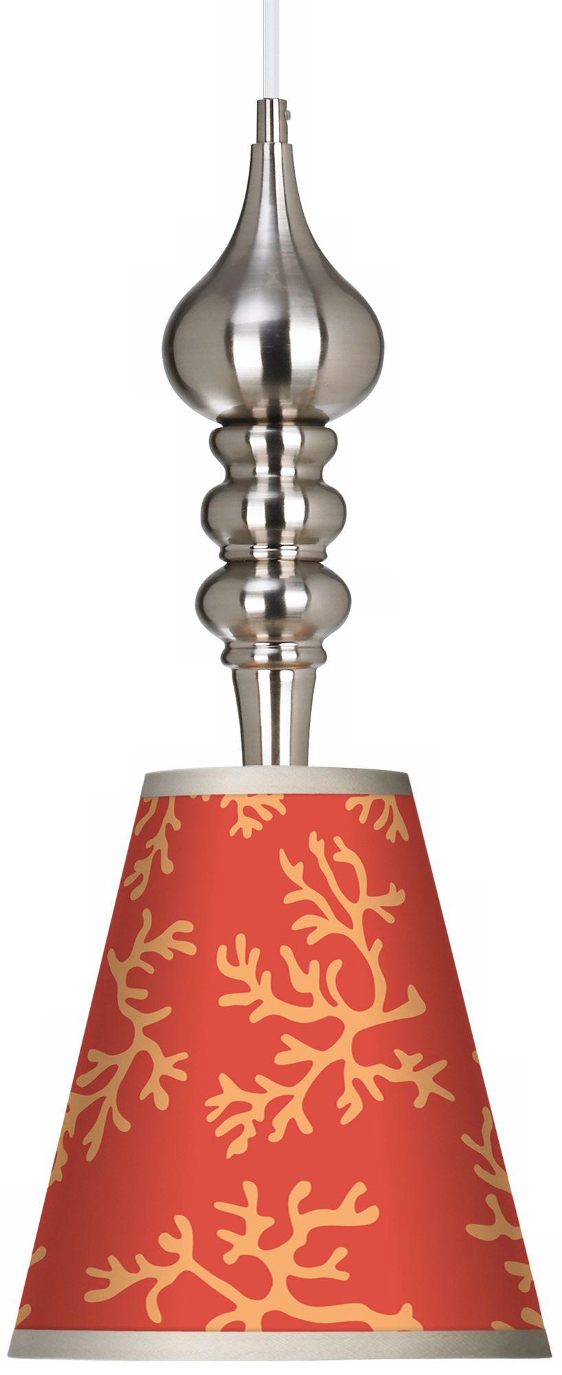 Tangerine Coral 9 1/4" Wide Brushed Steel Pendant Light