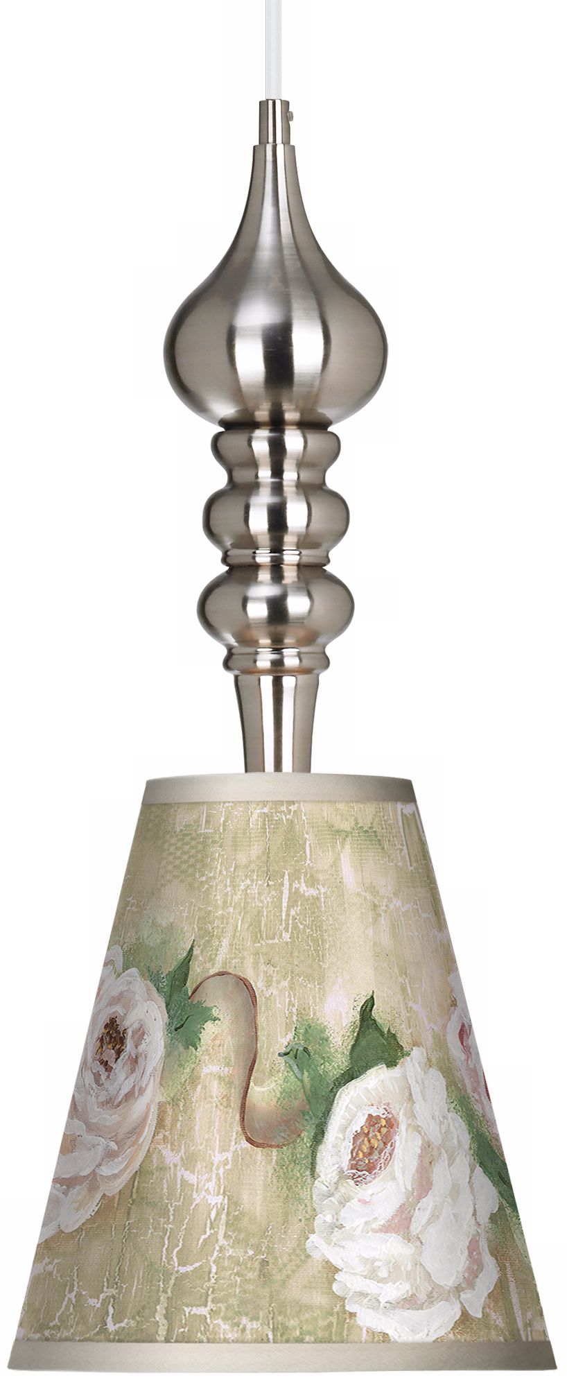 Tea House Rose 9 1/4" Wide Brushed Steel Pendant Light