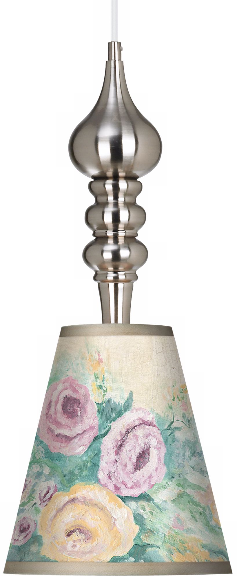 Garden Roses 9 1/4" Wide Brushed Steel Pendant Light