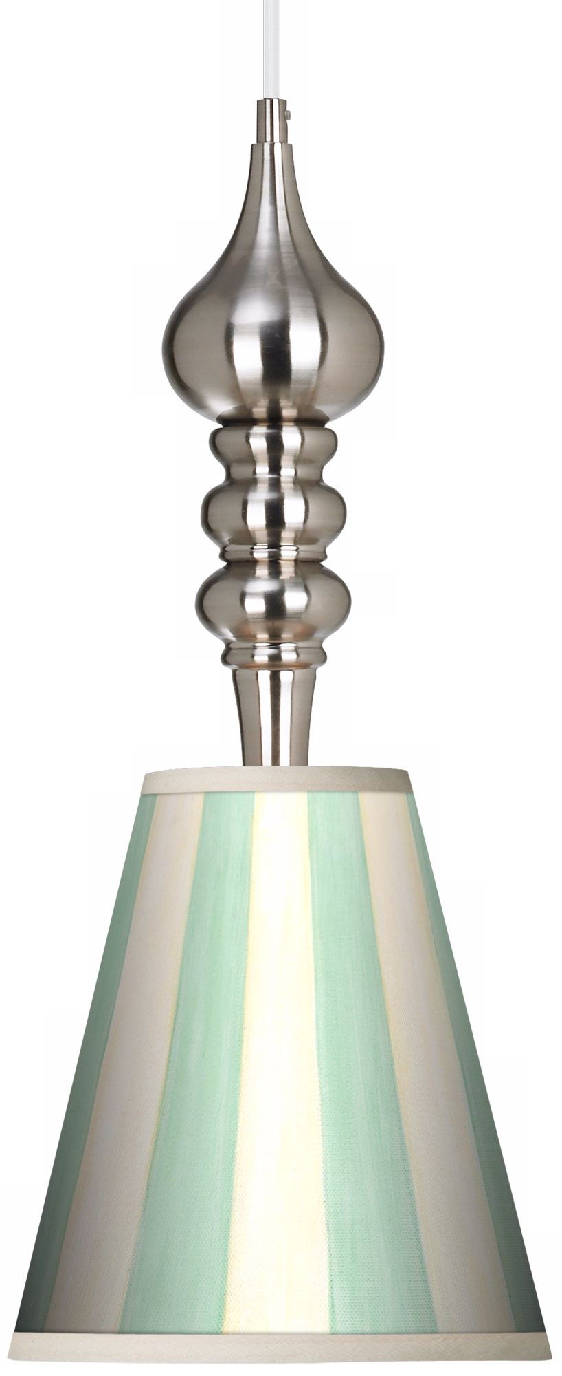 Seaside Stripe Green 9 1/4" Wide Brushed Steel Pendant Light