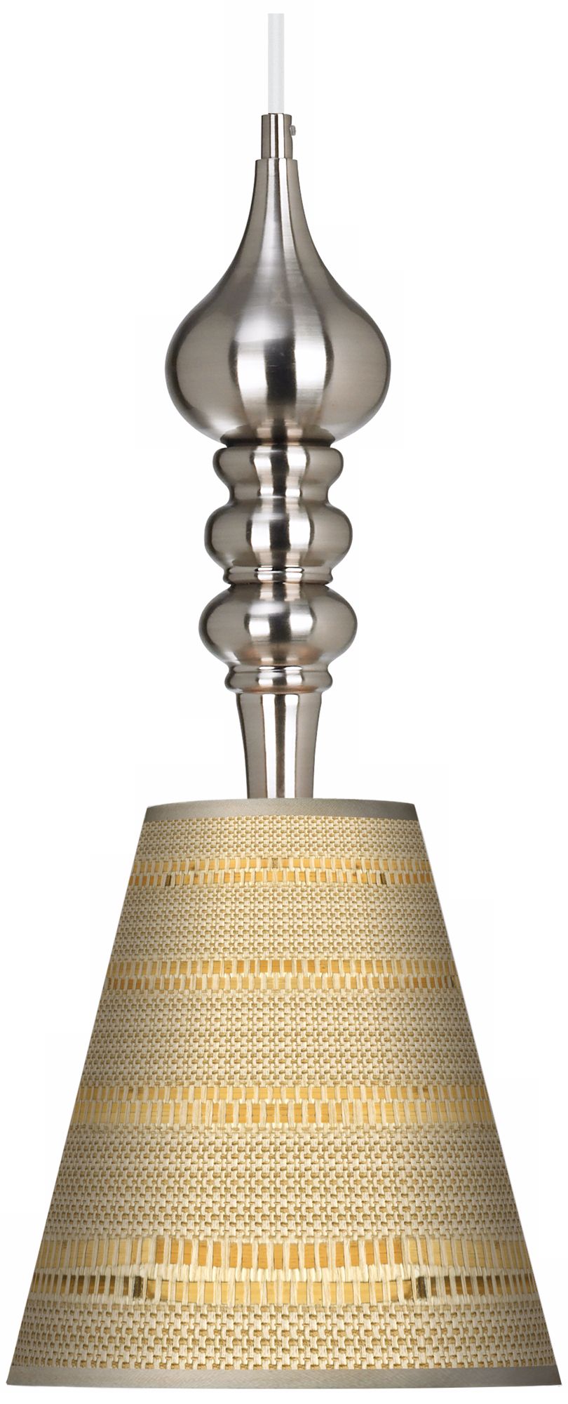 Woven Reed Giclee 9 1/4" Wide Brushed Steel Pendant Light