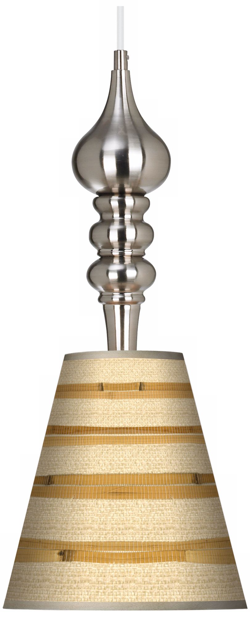 Bamboo Wrap Giclee 9 1/4" Wide Brushed Steel Pendant Light