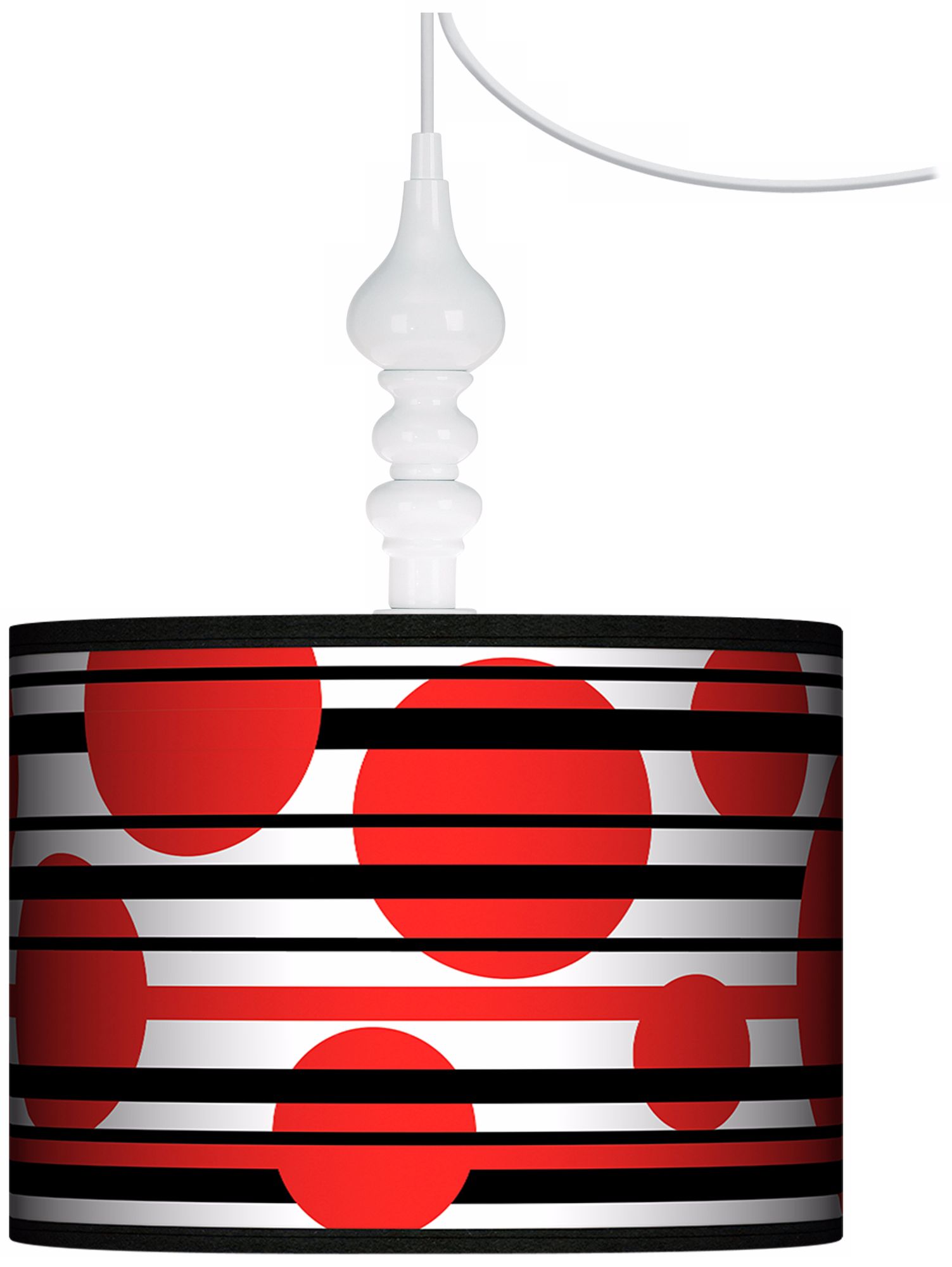 Red Balls Giclee 13 1/2" Wide White Swag Chandelier