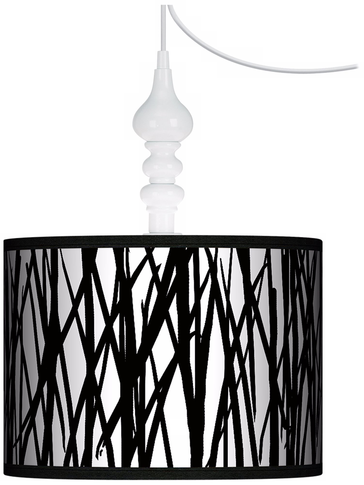 Black Jagged Stripes 13 1/2" Wide White Swag Chandelier