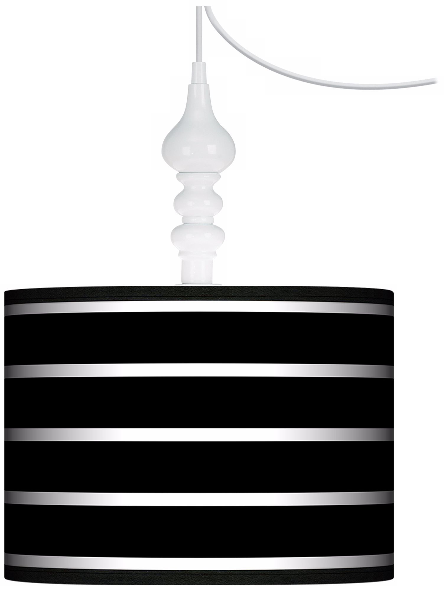 Bold Black Stripe 13 1/2" Wide White Swag Chandelier