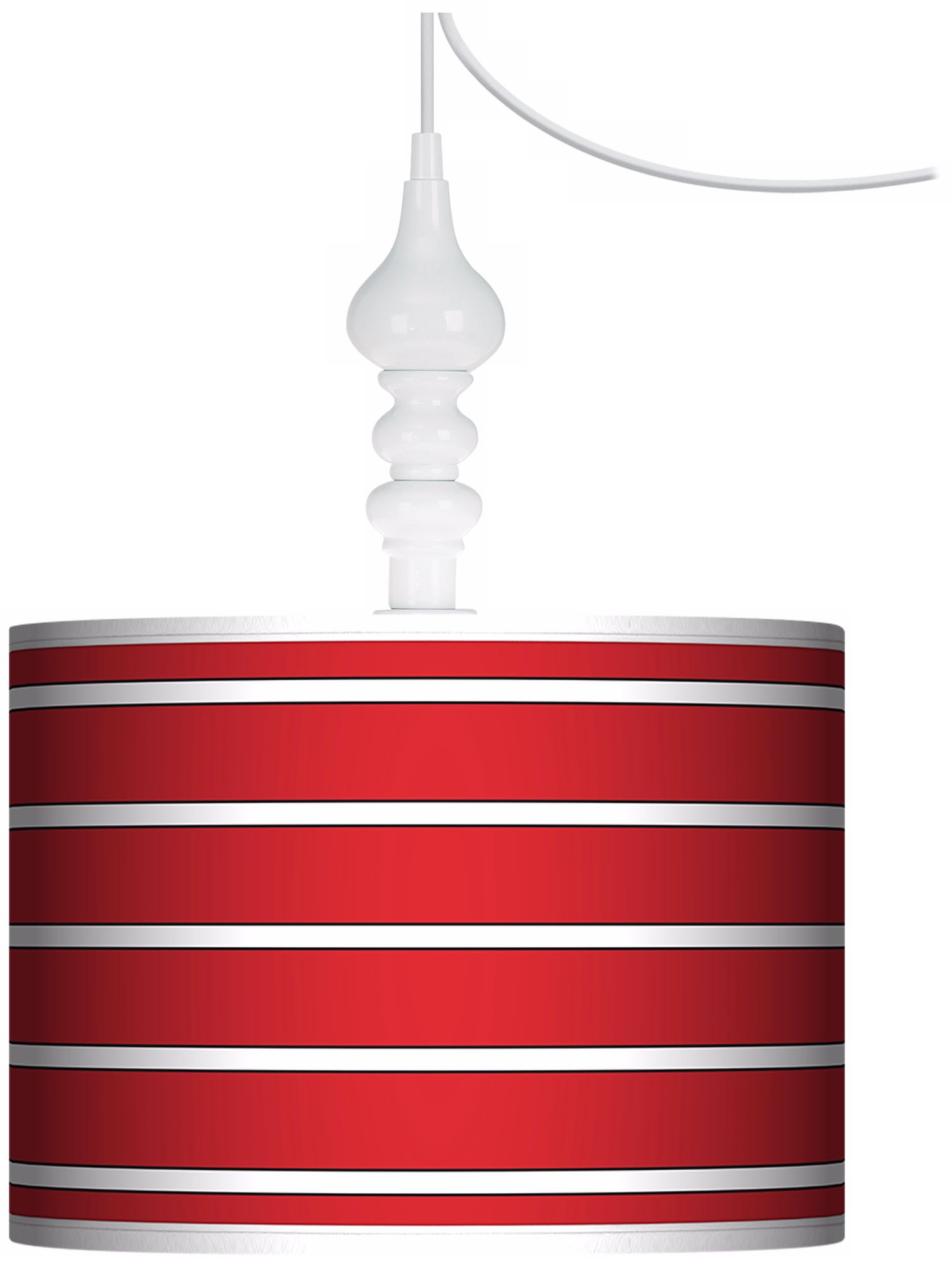 Bold Red Stripe 13 1/2" Wide White Swag Chandelier