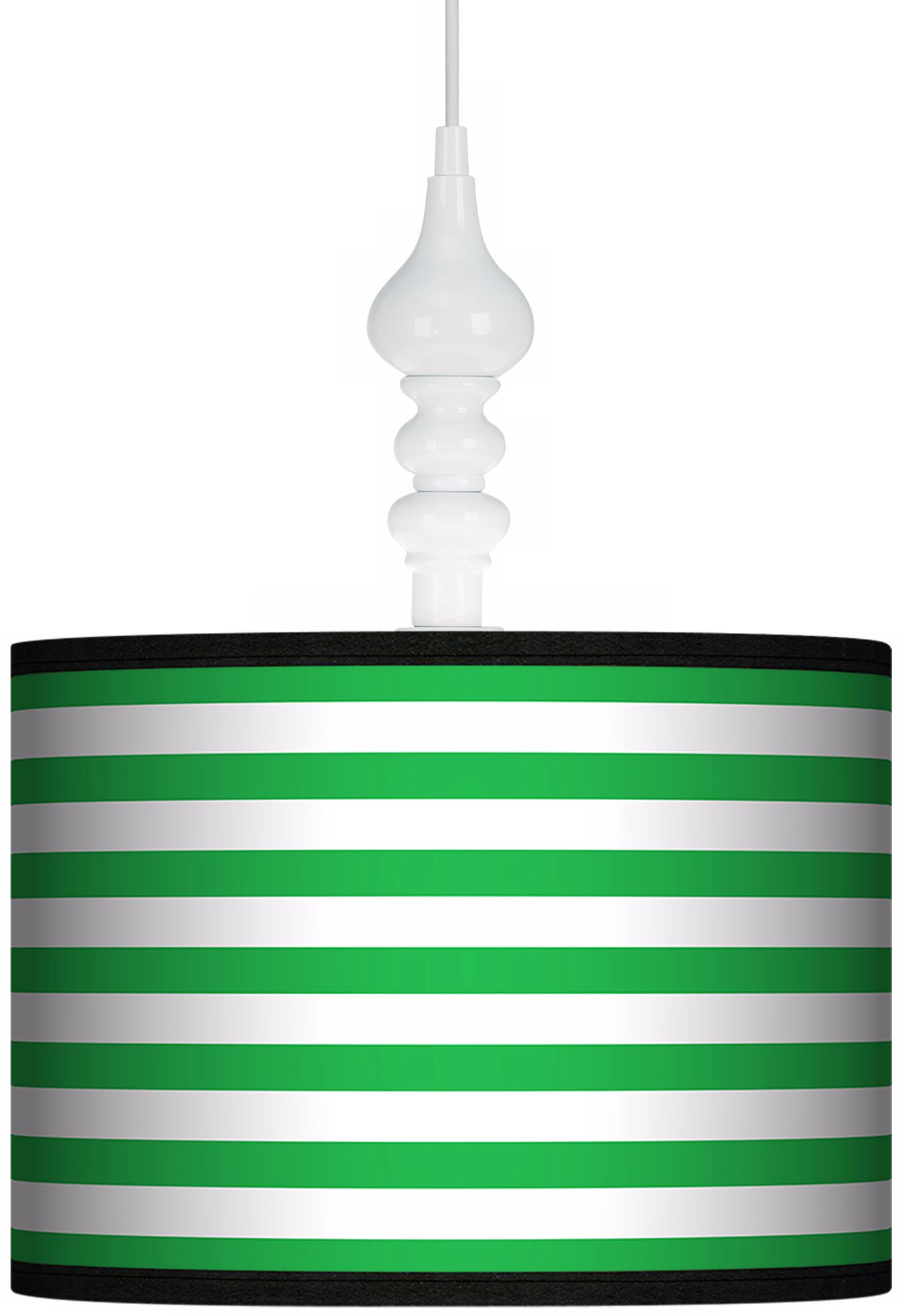 Green Horizontal Stripe 13 1/2" Wide White Swag Chandelier