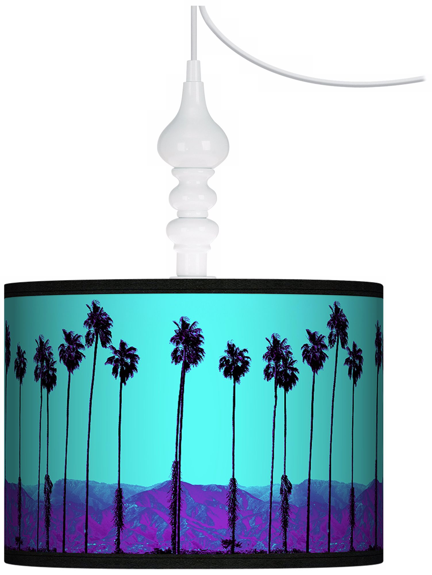 Palm Tree Haze 13 1/2" Wide White Swag Chandelier