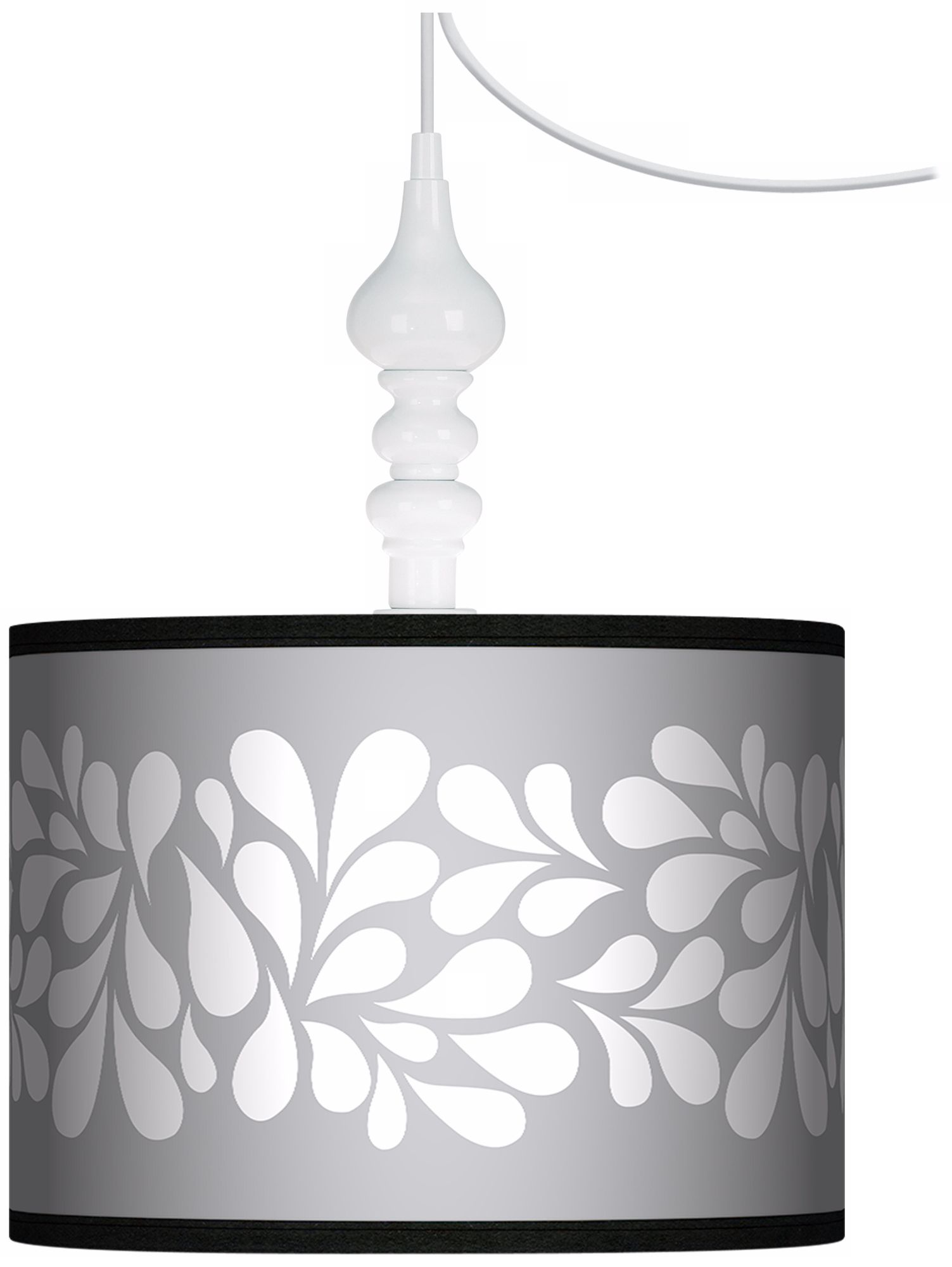 White Splash On Grey 13 1/2" Wide White Swag Chandelier