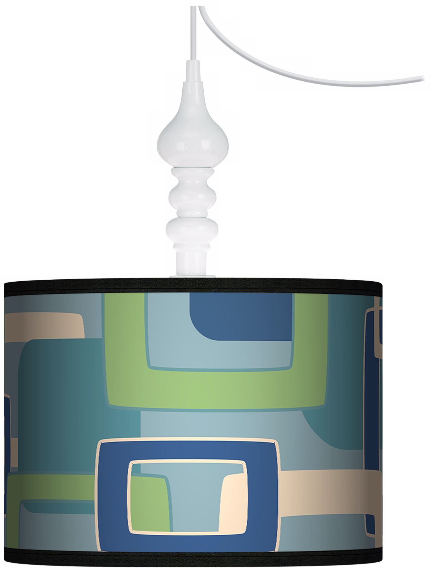 Retro Rectangles 13 1/2" Wide White Swag Chandelier
