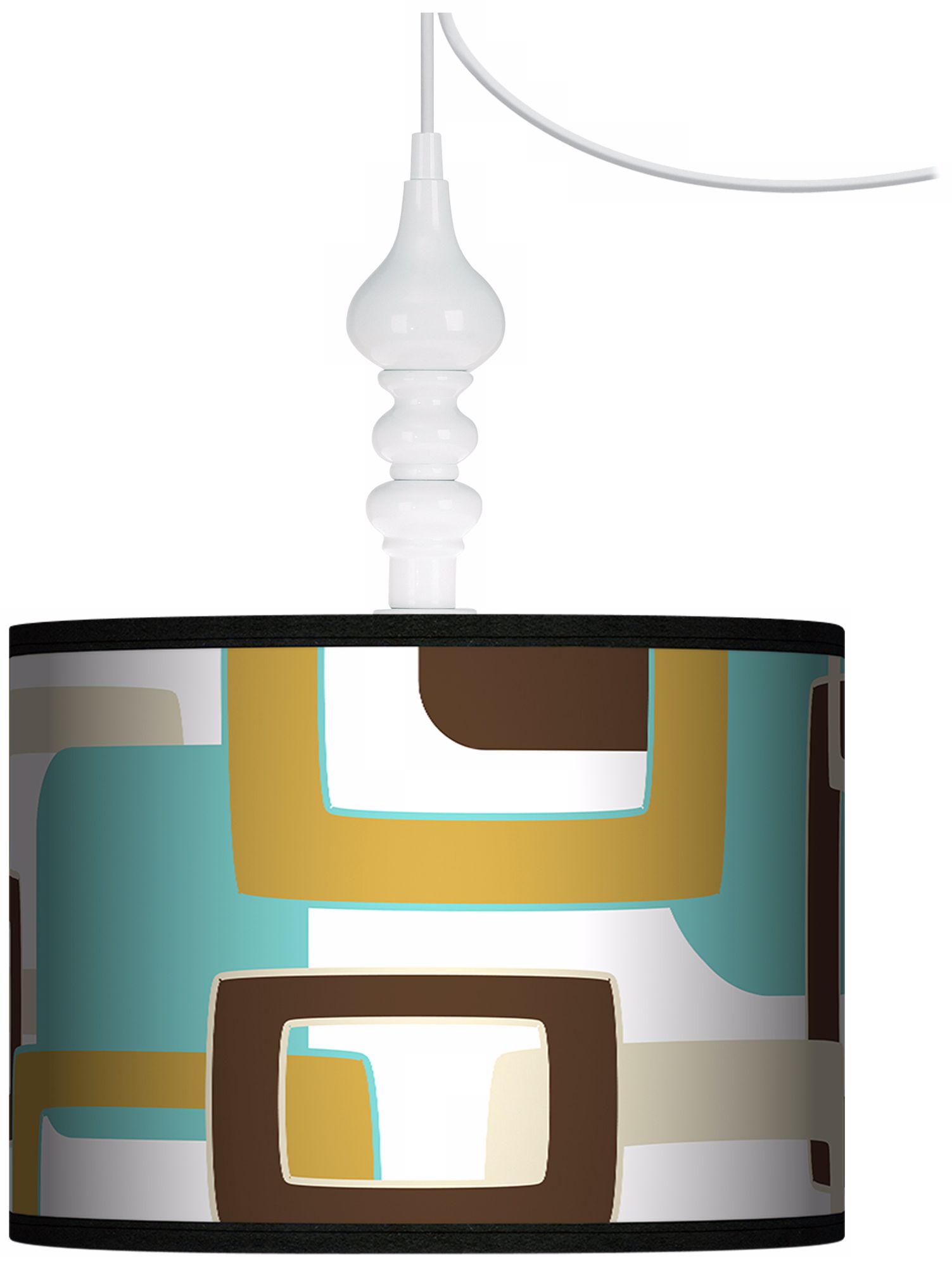Countess Retro Rectangles 13 1/2" Wide White Swag Chandelier
