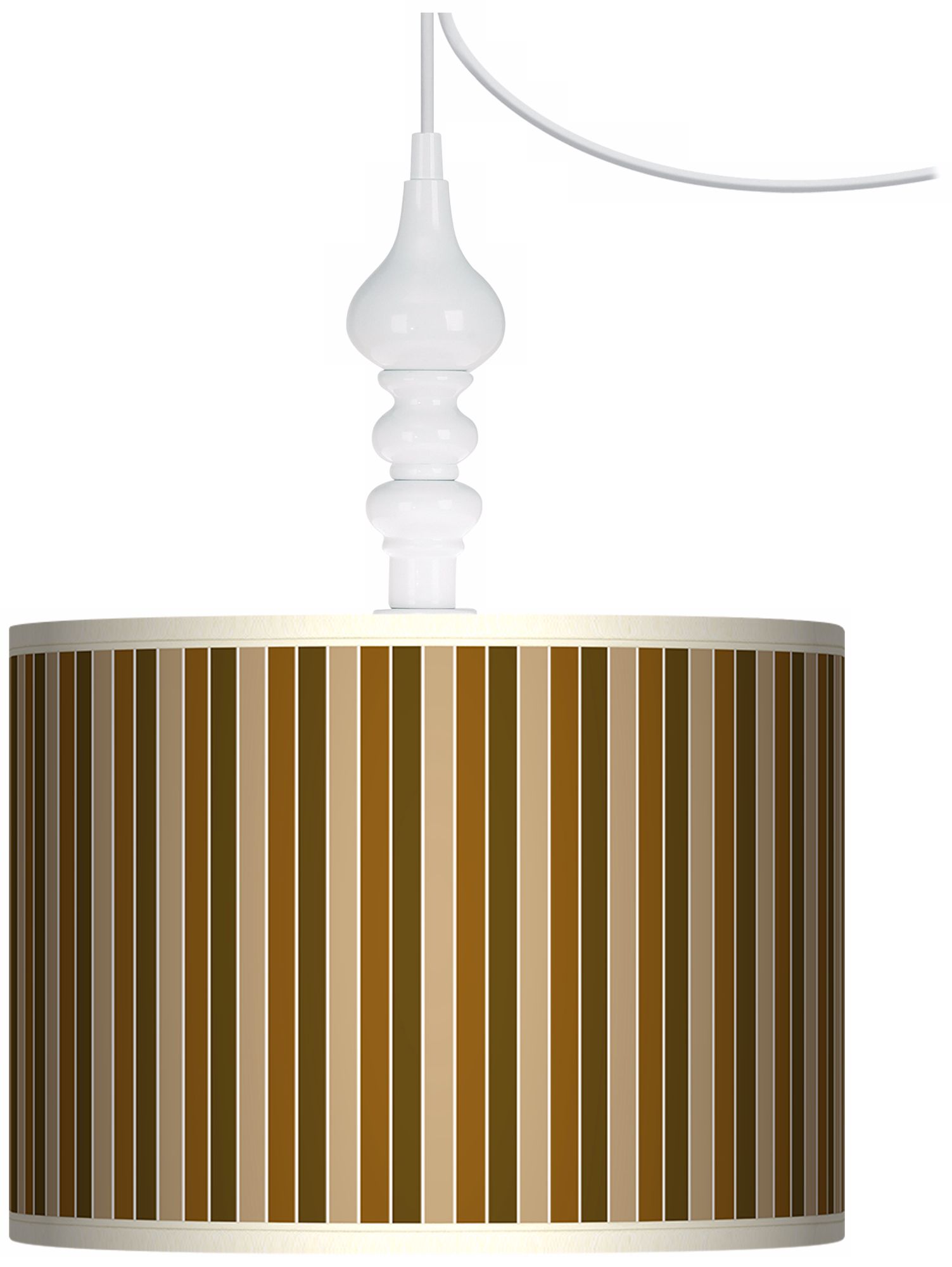 Umber Stripes 13 1/2" Wide White Swag Chandelier