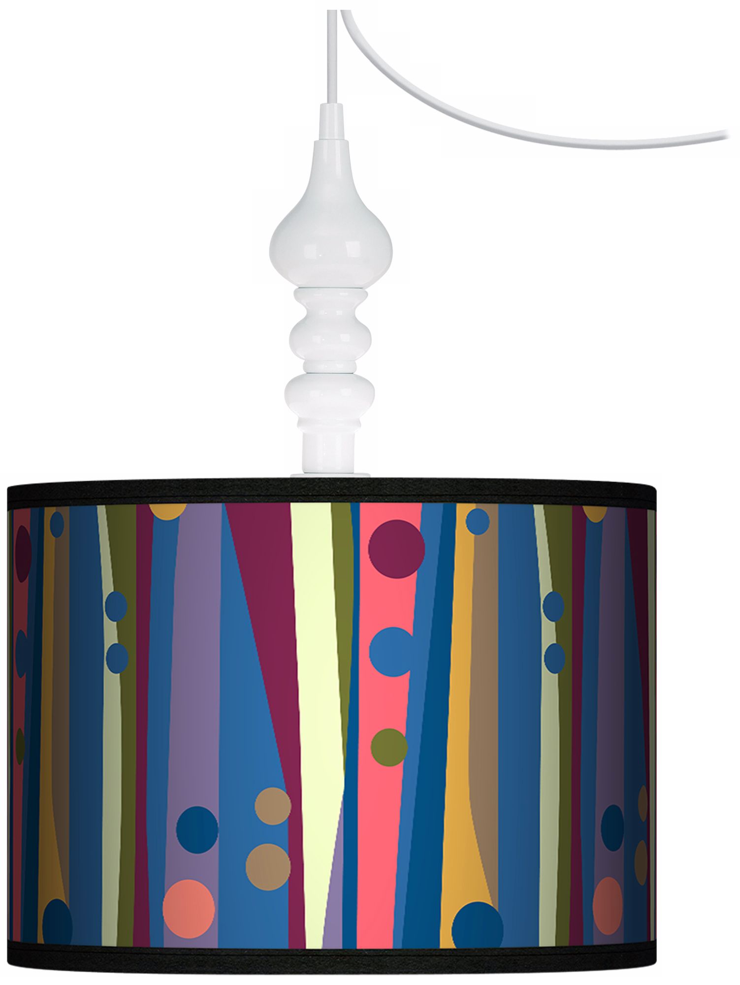 Retro Dots Vertical 13 1/2" Wide White Swag Chandelier