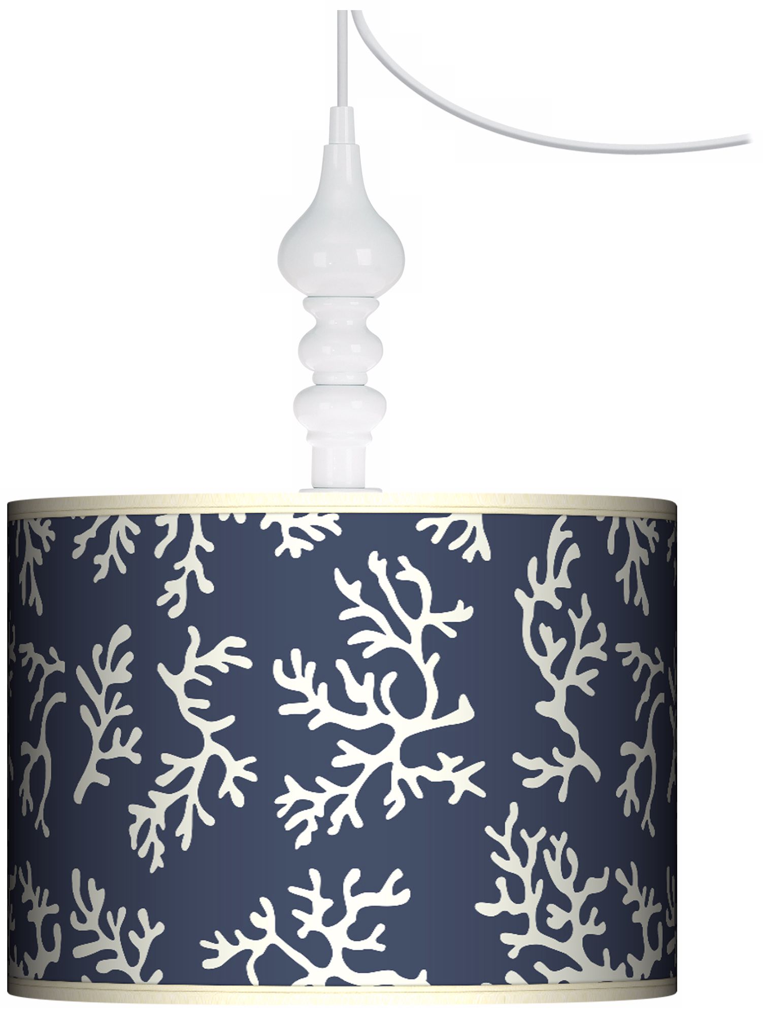 Prussian Coral 13 1/2" Wide White Swag Chandelier