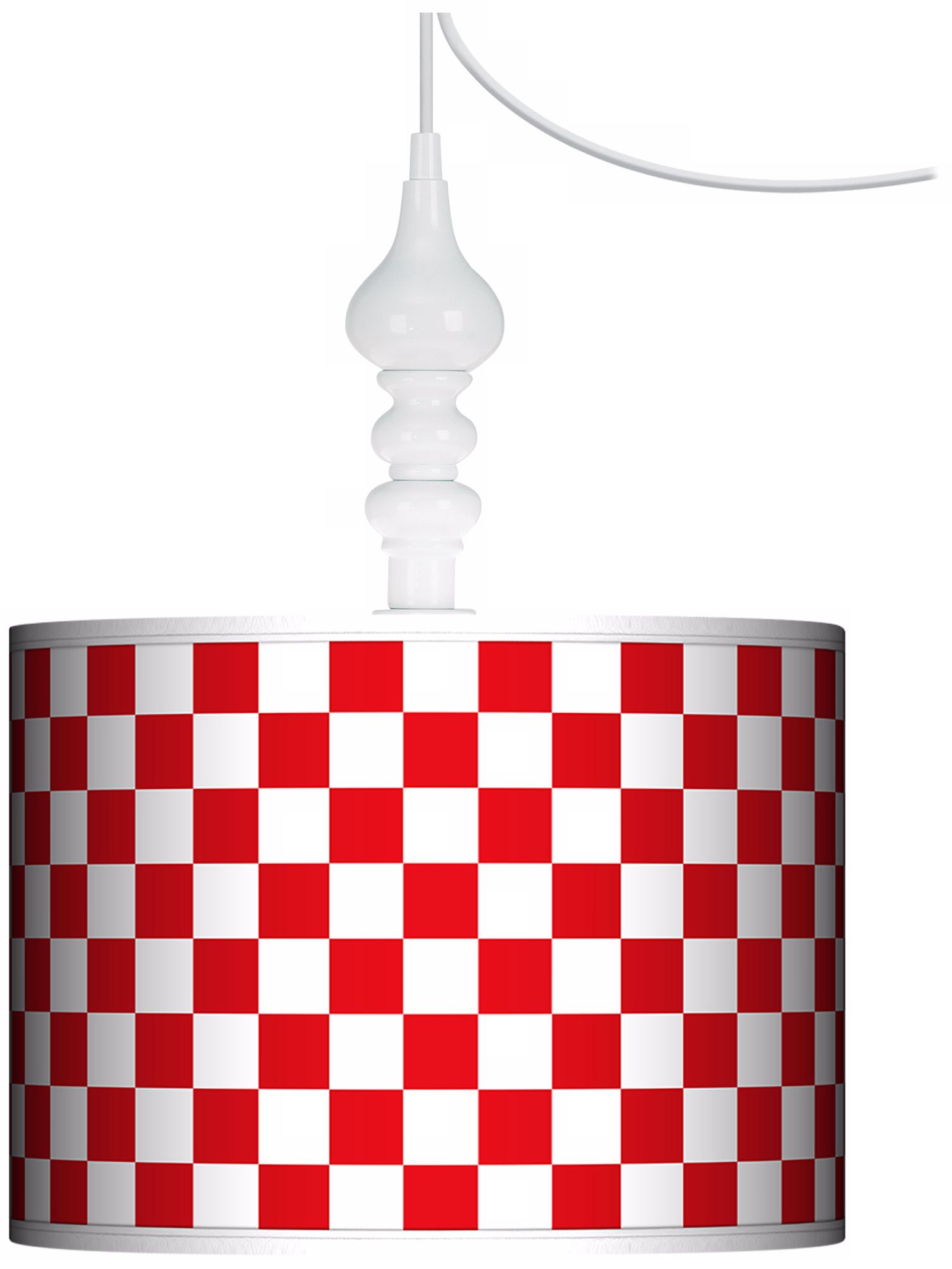Checkered Red 13 1/2" Wide White Swag Chandelier