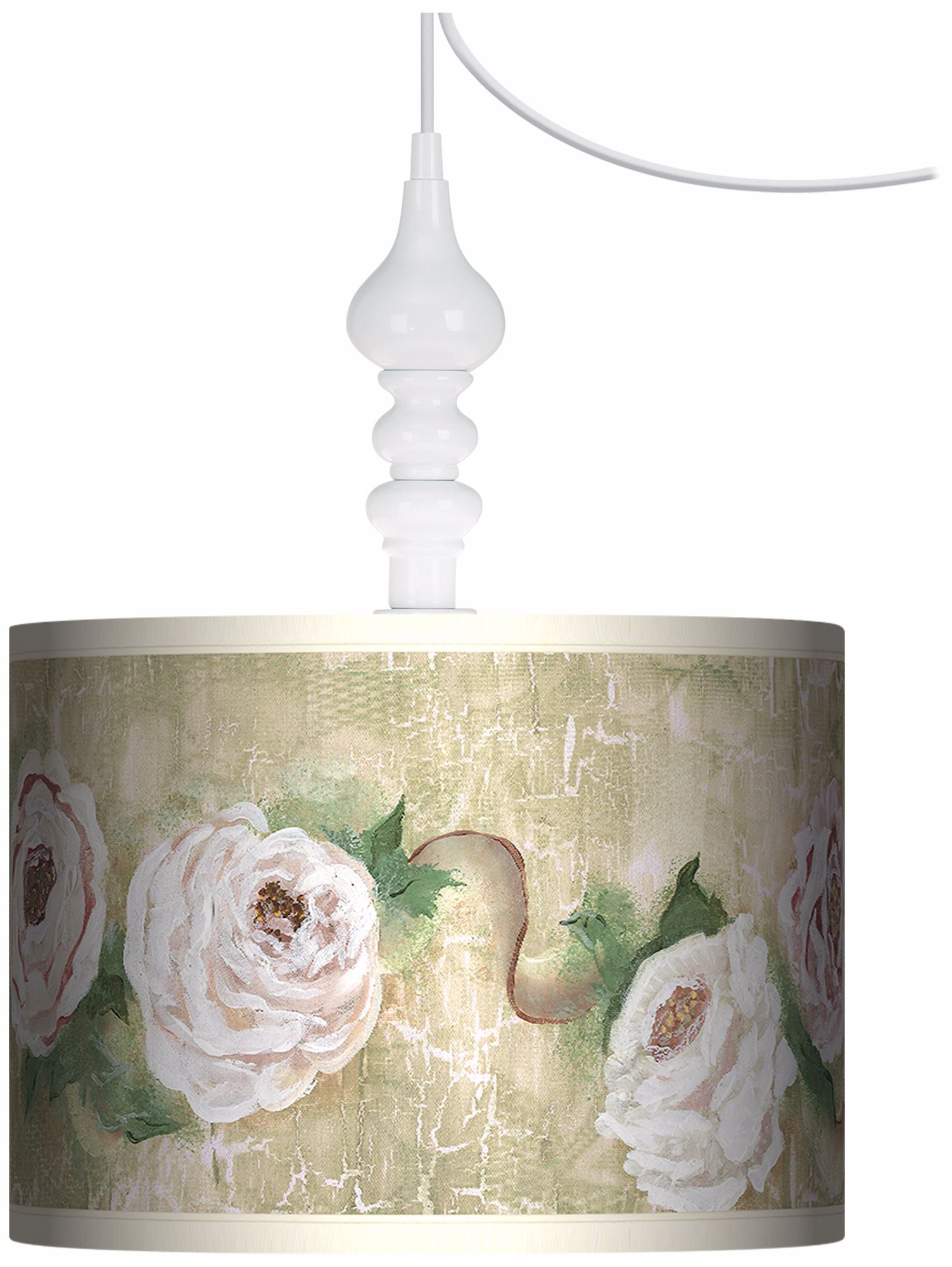 Tea House Rose 13 1/2" Wide White Swag Chandelier