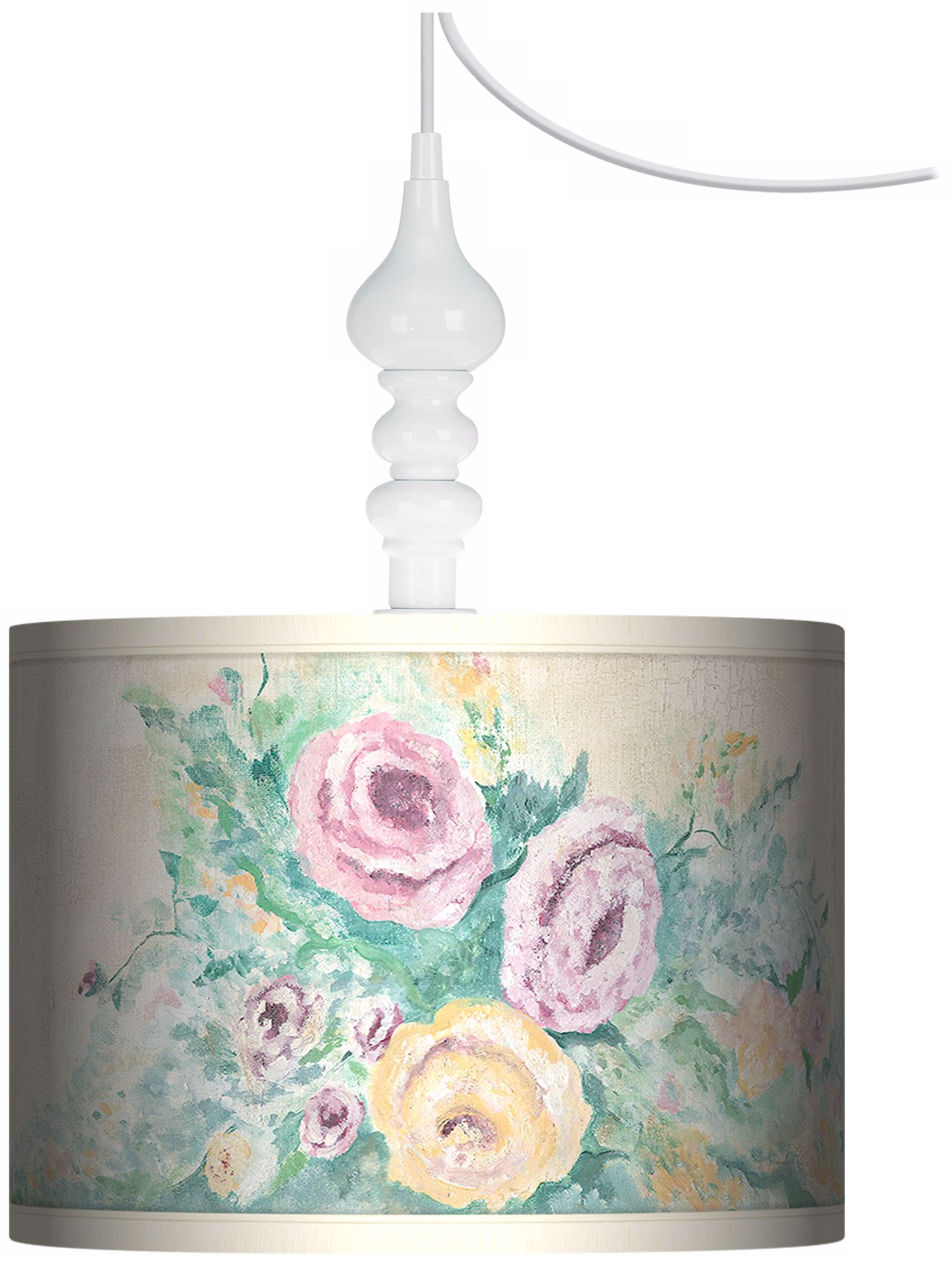 Garden Roses 13 1/2" Wide White Swag Chandelier