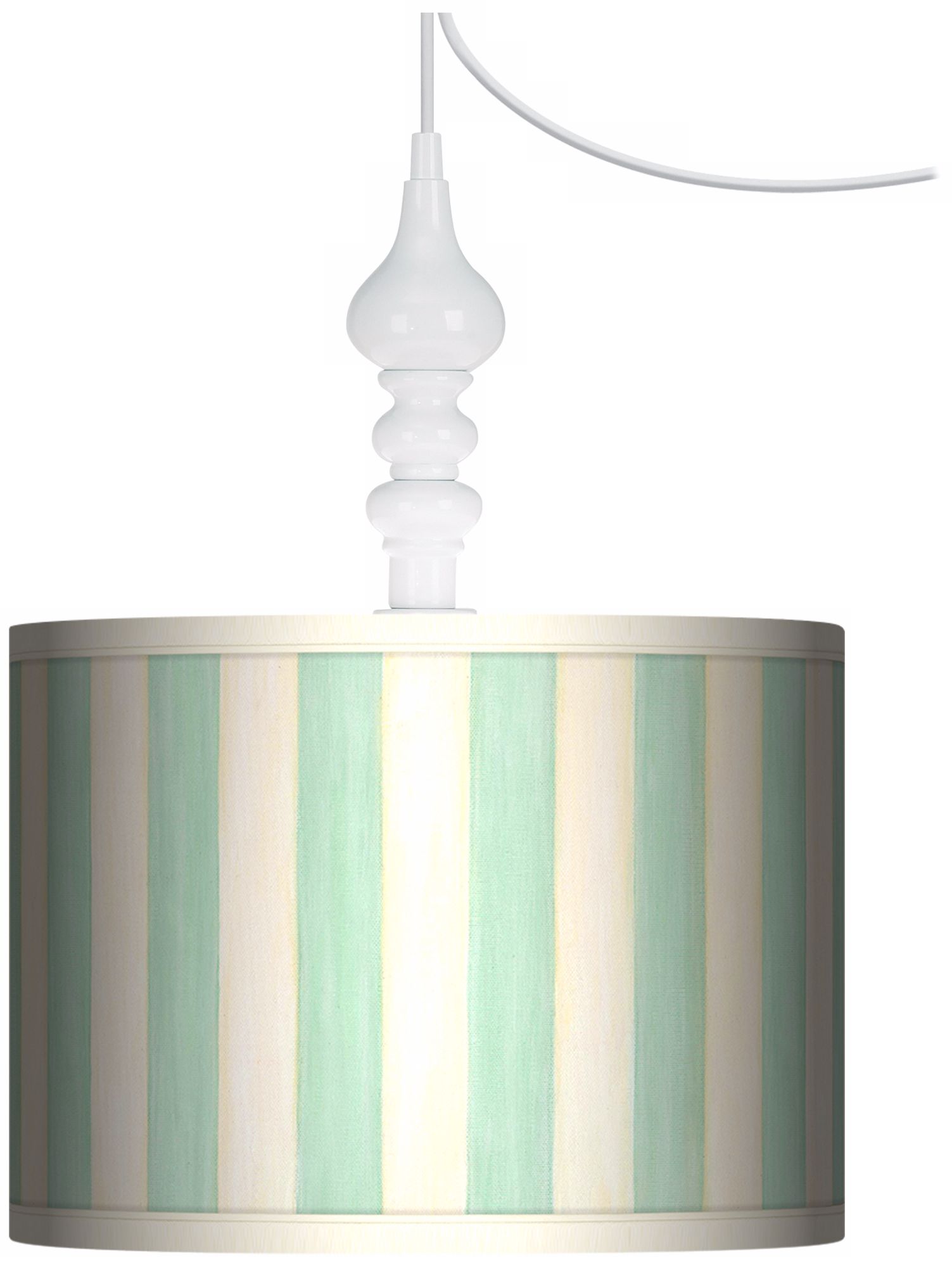 Seaside Stripe Green 13 1/2" Wide White Swag Chandelier