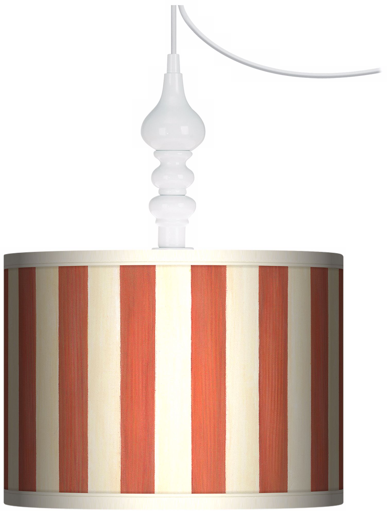 Seaside Stripe Red 13 1/2" Wide White Swag Chandelier