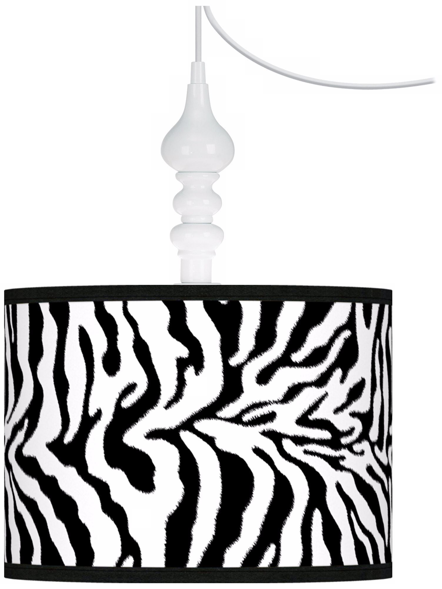 Safari Zebra Giclee White 13 1/2" Wide Swag Pendant