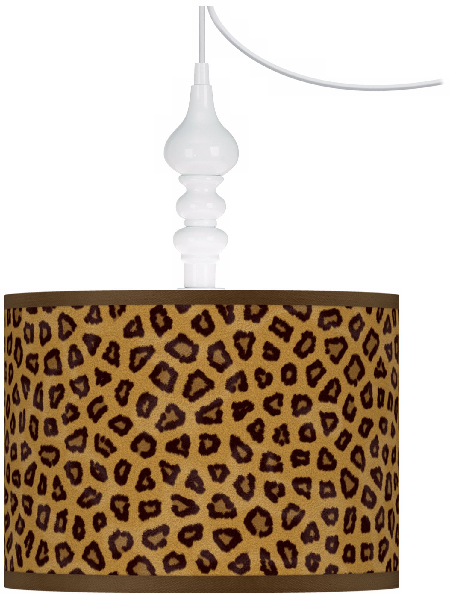 Safari Cheetah Giclee White 13 1/2" Wide Swag Pendant