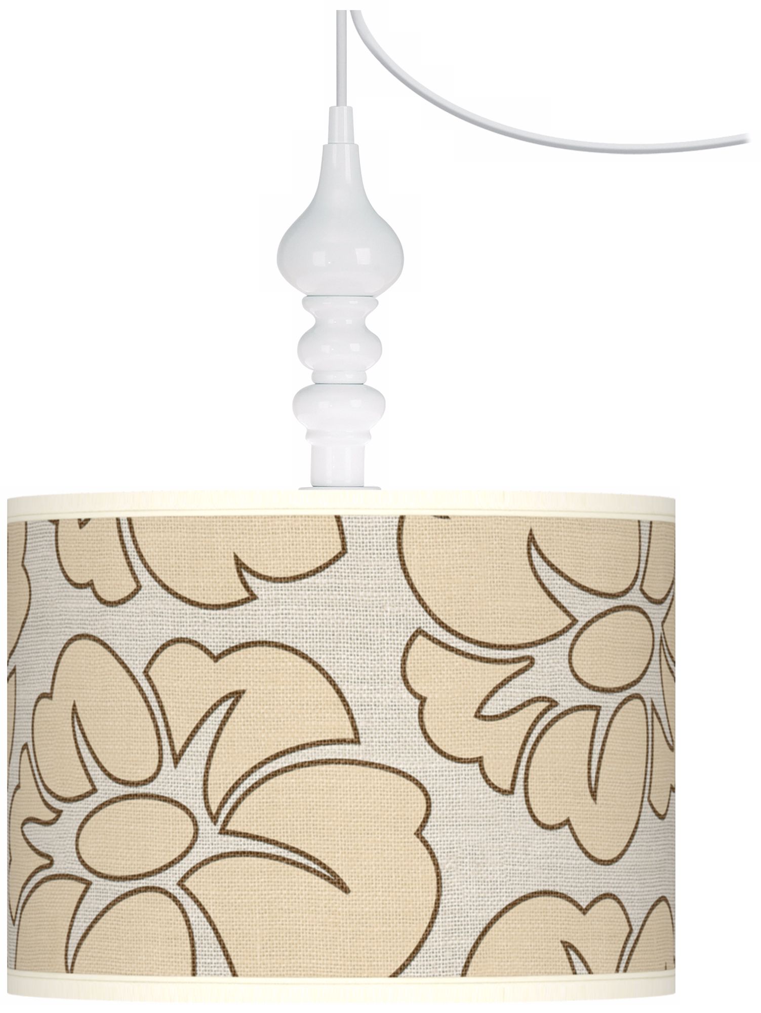Floral Silhouette Giclee 13 1/2" Wide Swag Pendant