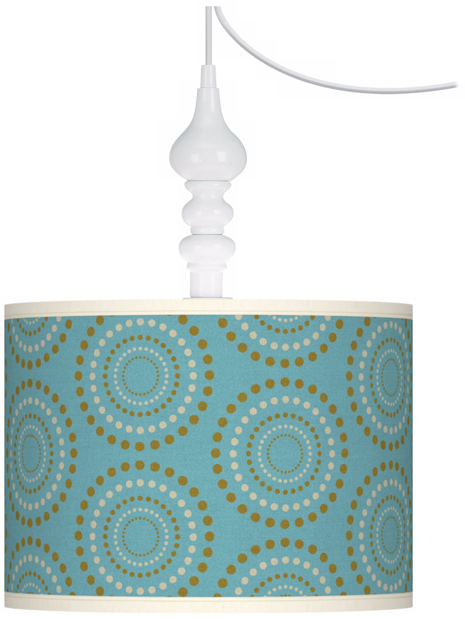 Blue Calliope Linen Giclee Shade 13 1/2" Wide Swag Pendant