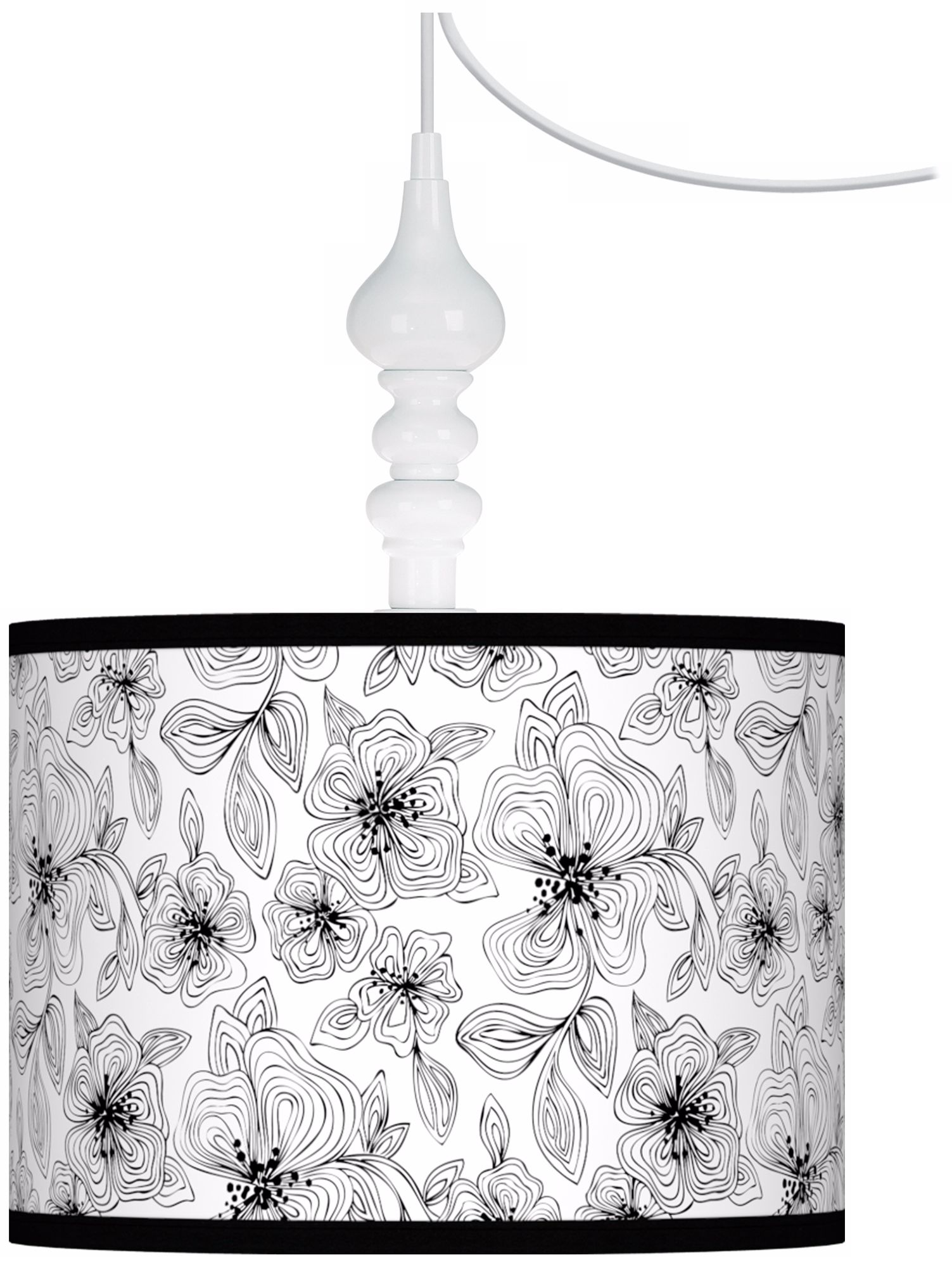 Stacy Garcia Linear Floral Giclee 13 1/2" Wide Swag Pendant