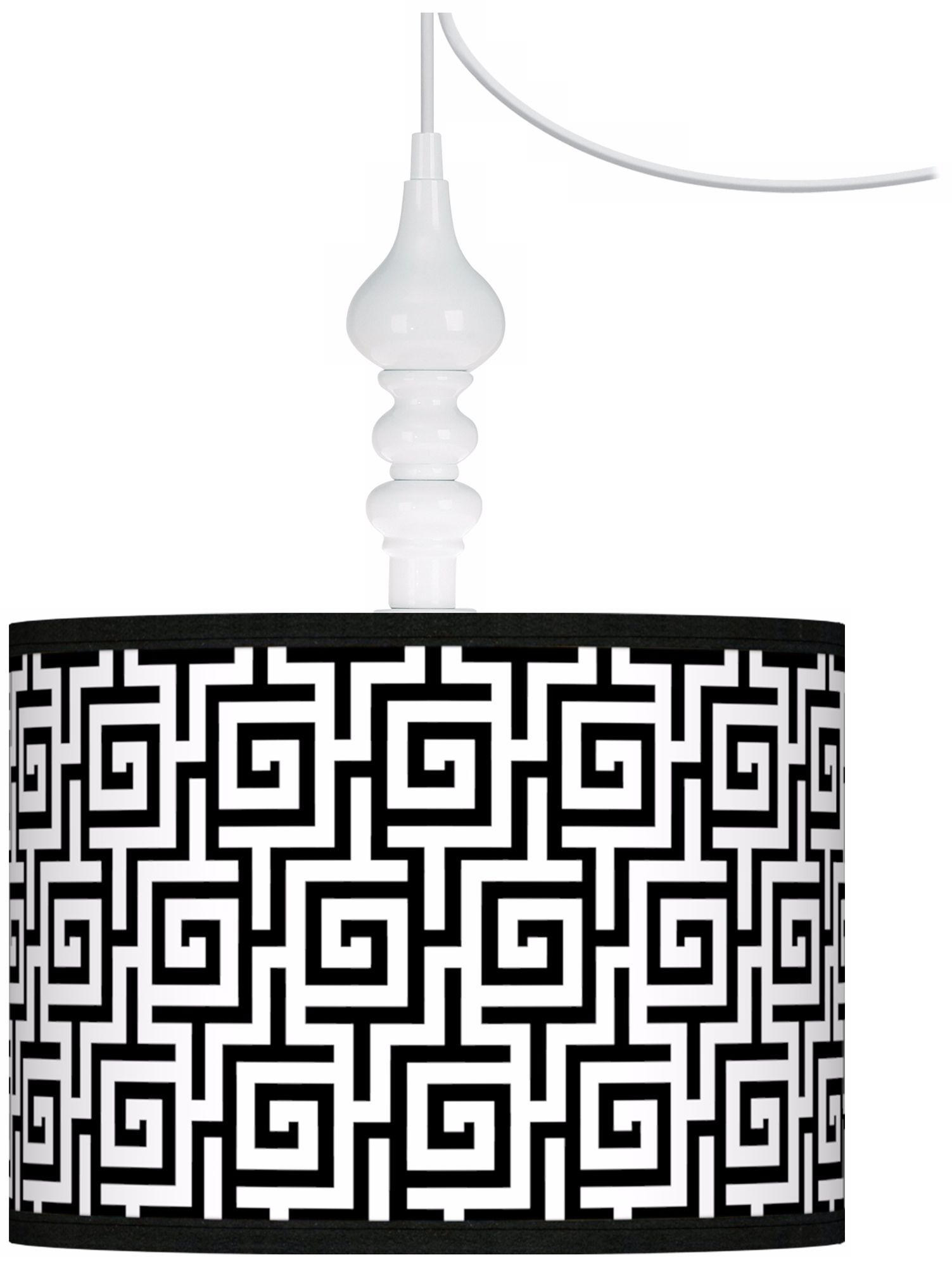 Greek Key Giclee 13 1/2" Wide White Swag Chandelier
