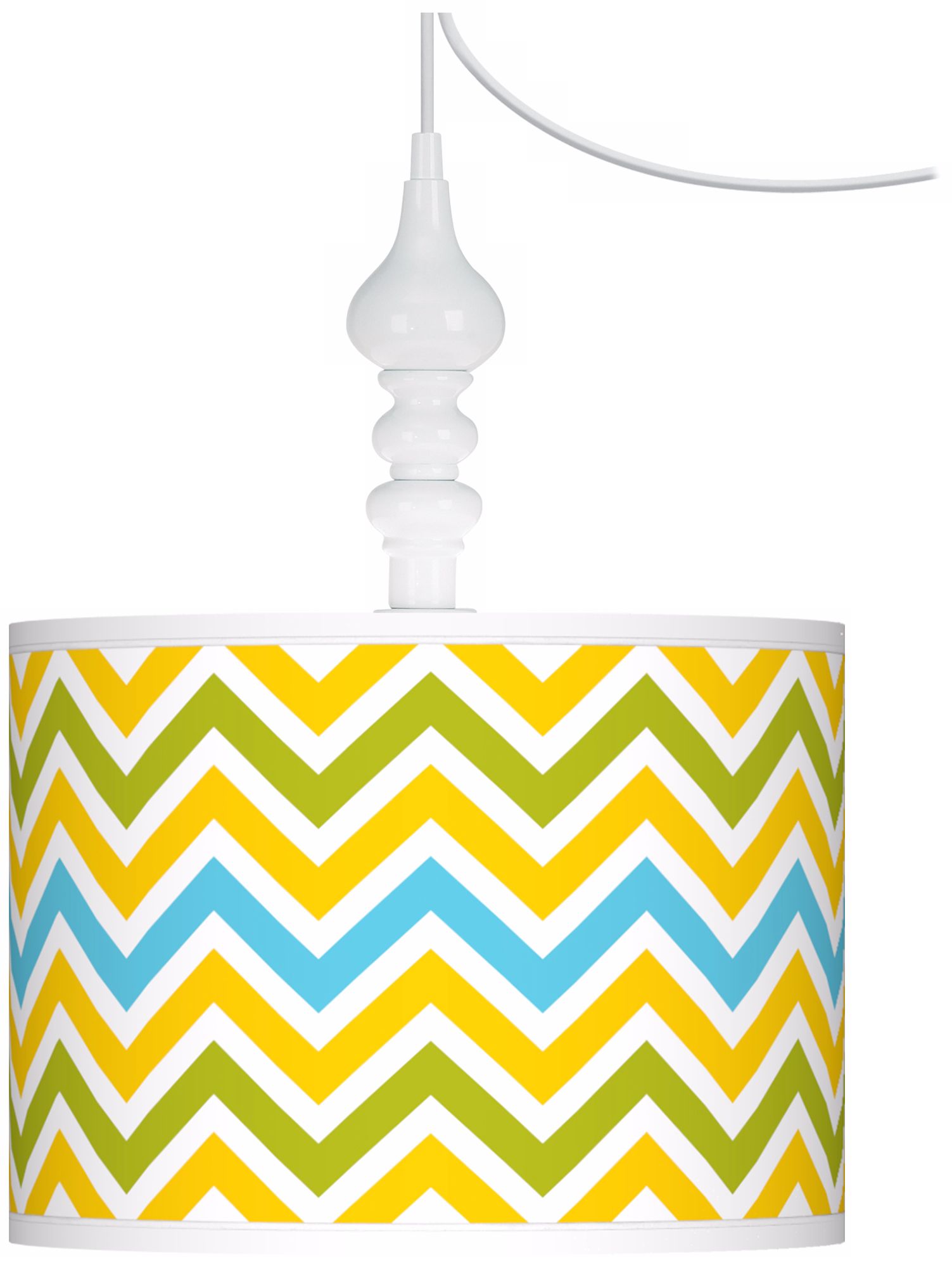 Citrus Zig Zag Giclee 13 1/2" Wide White Swag Chandelier