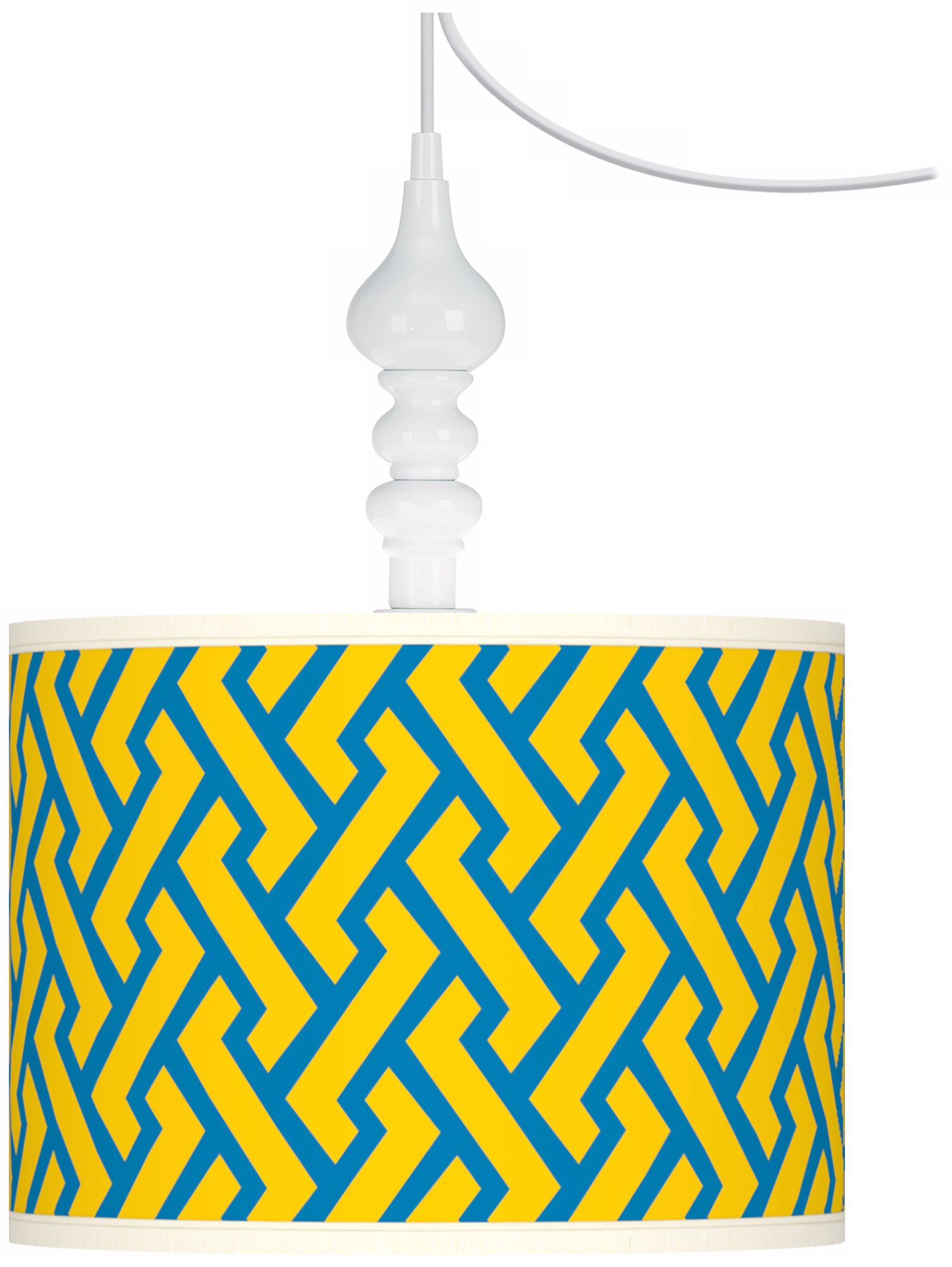 Yellow Brick Weave Giclee 13 1/2" Wide White Swag Chandelier