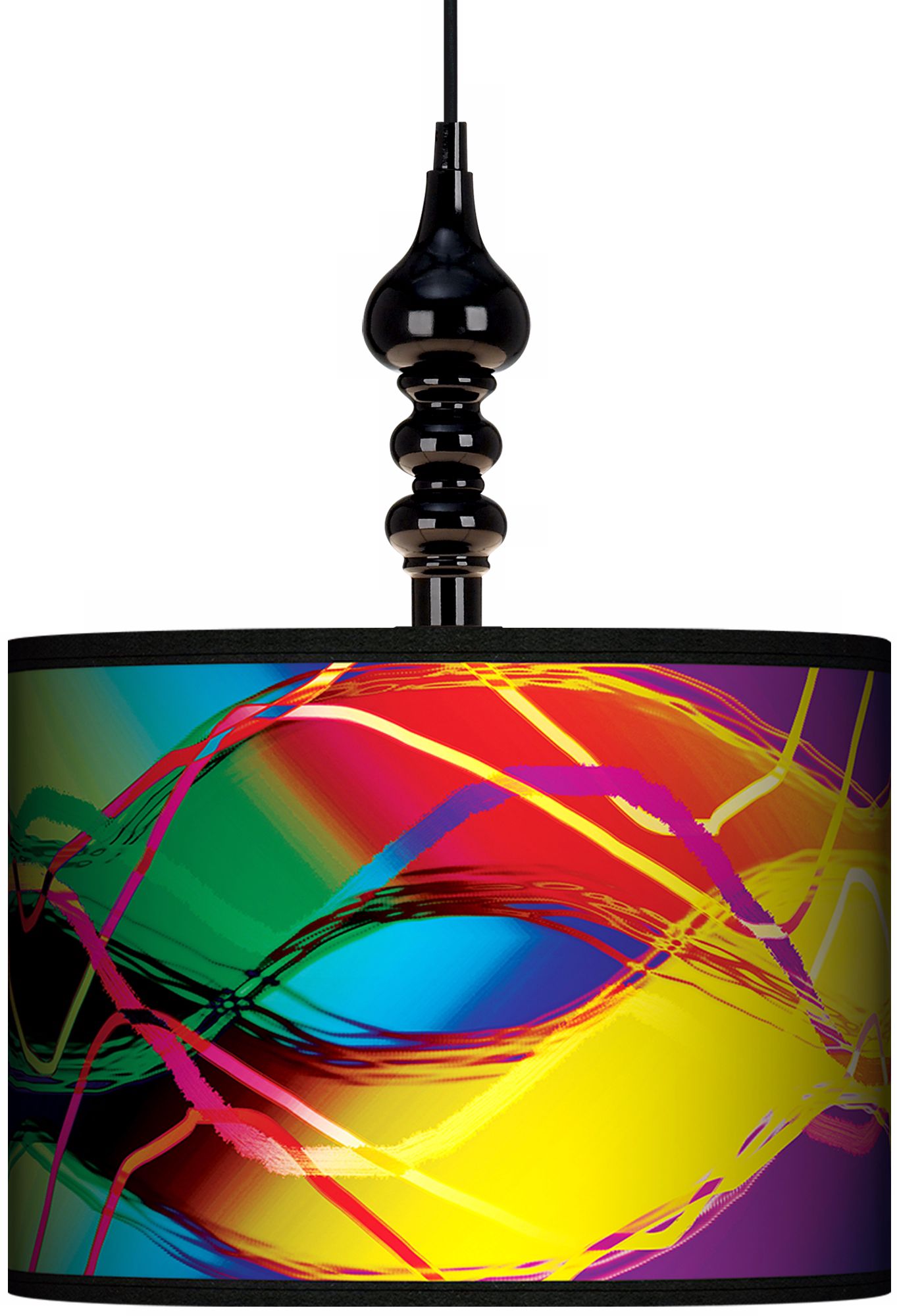 Colors In Motion (Light) 13 1/2" Wide Black Swag Chandelier