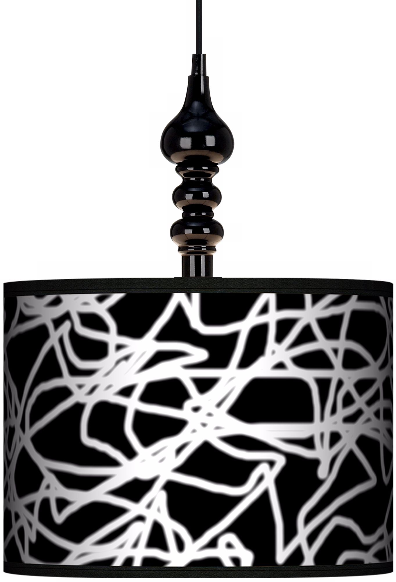 White String 13 1/2" Wide Black Swag Chandelier
