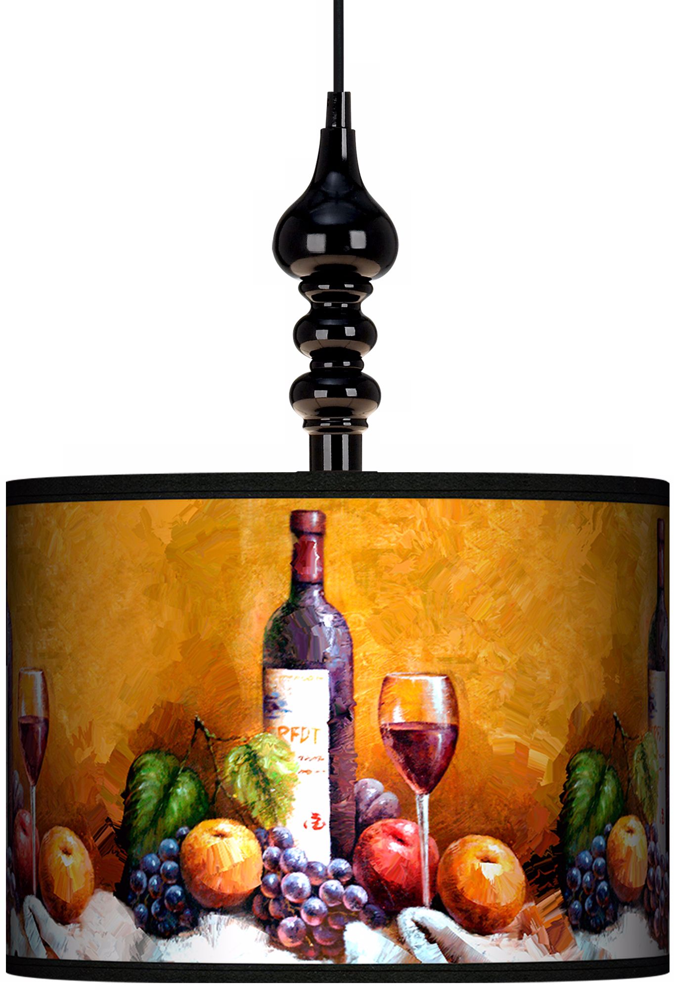 Wine And Fruit 13 1/2" Wide Black Swag Chandelier