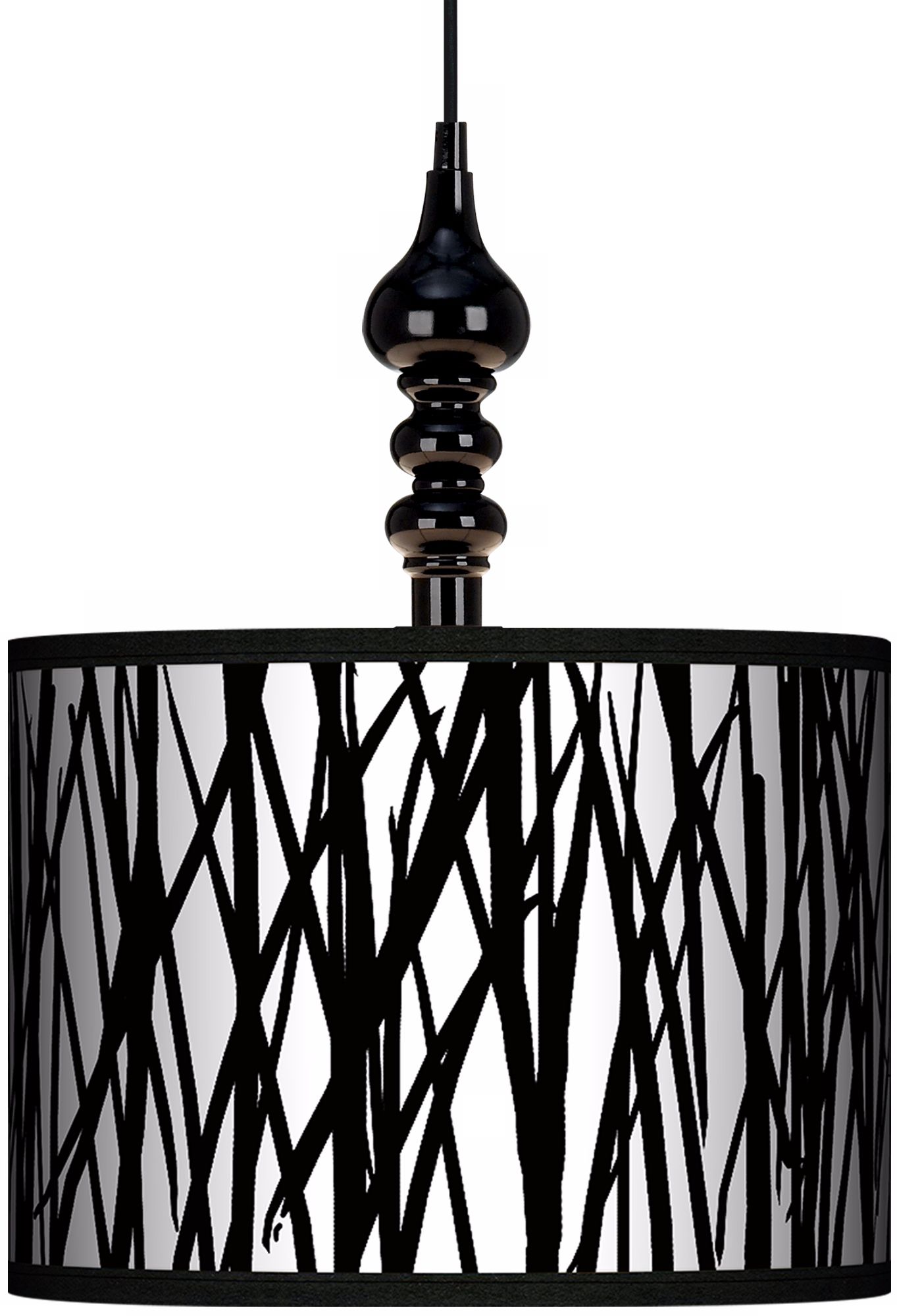 Black Jagged Stripes 13 1/2" Wide Black Swag Chandelier