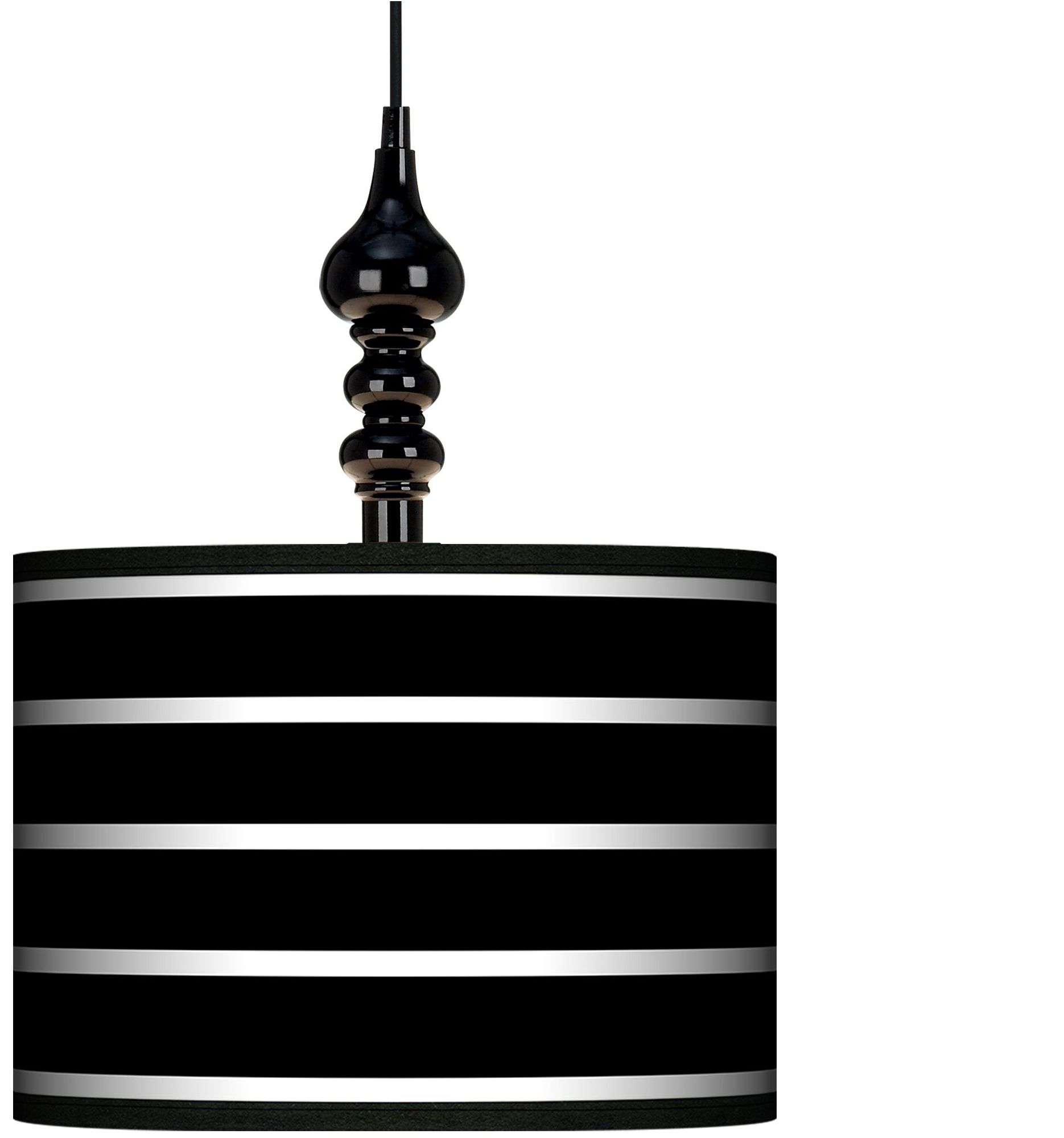 Bold Black Stripe 13 1/2" Wide Black Swag Chandelier