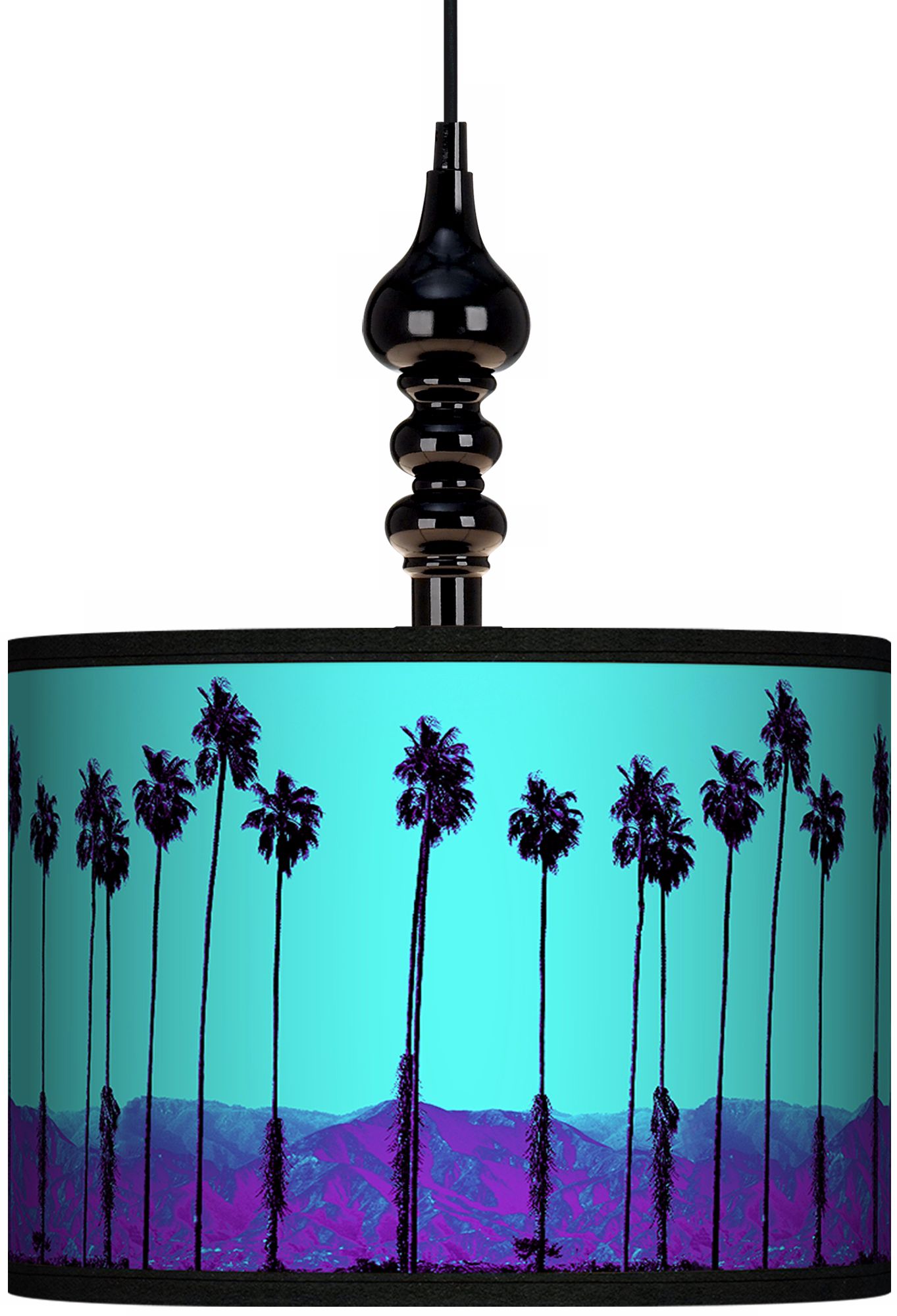 Palm Tree Haze 13 1/2" Wide Black Swag Chandelier