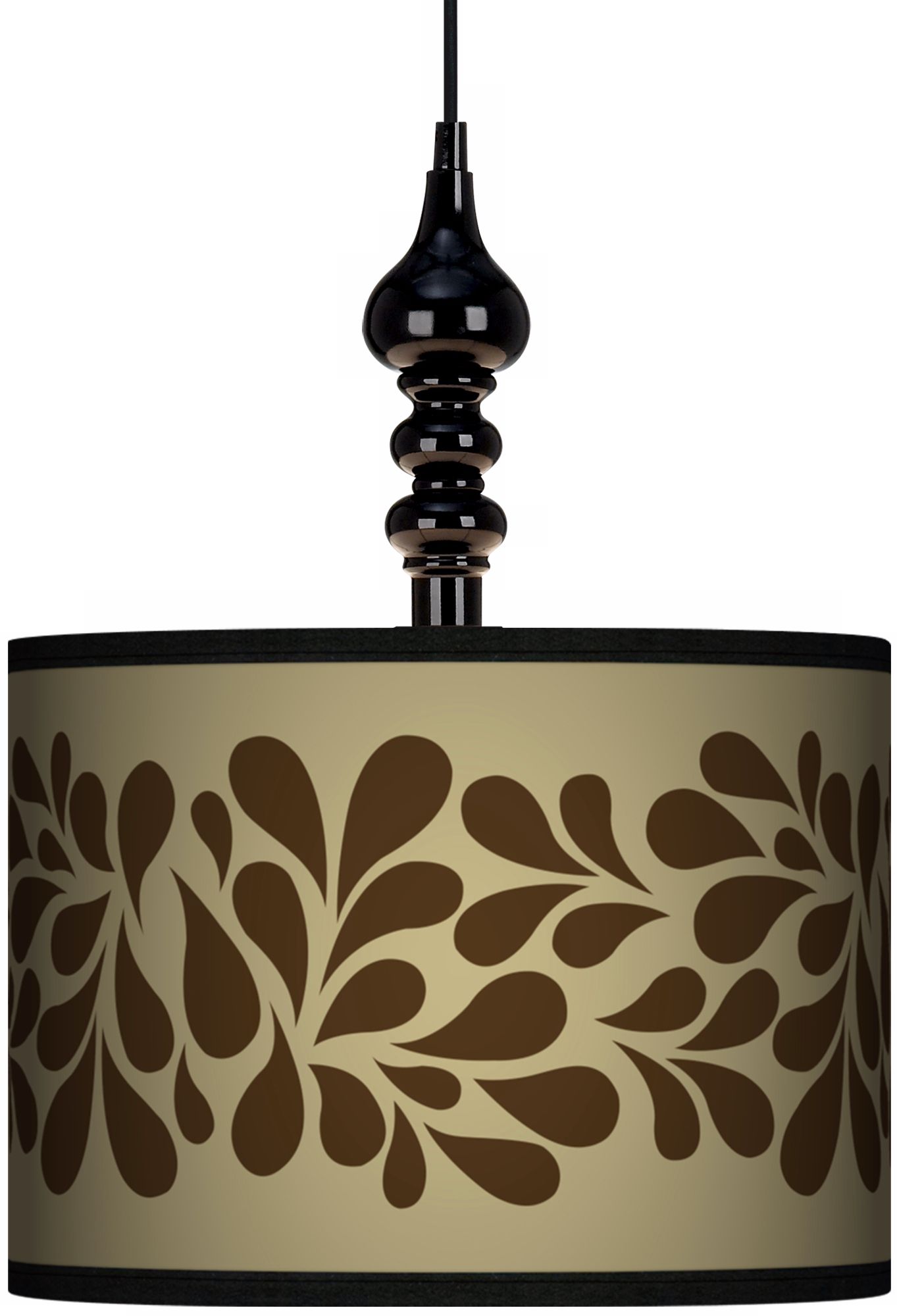 Brown Splash On Tan 13 1/2" Wide Black Swag Chandelier