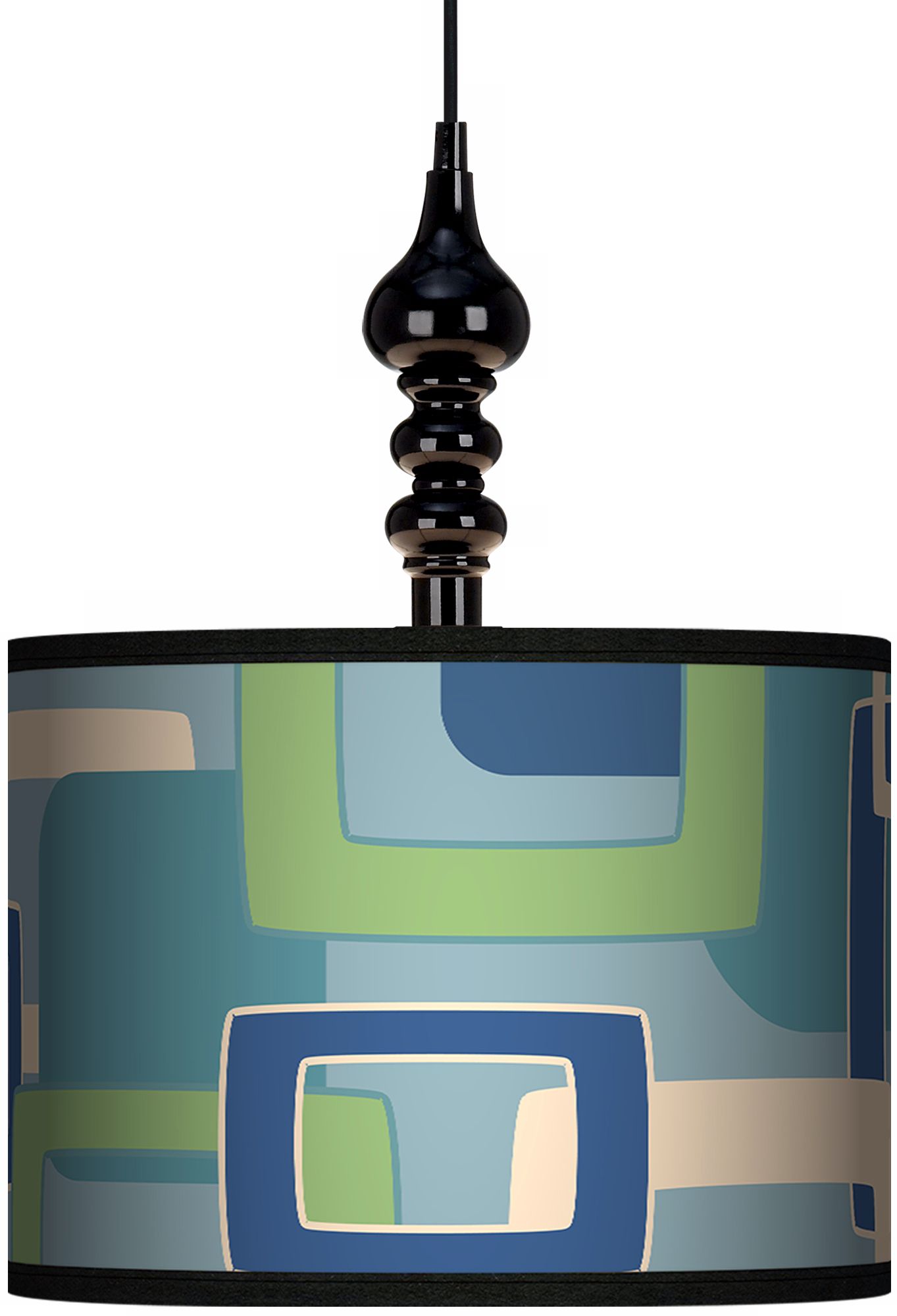Retro Rectangles 13 1/2" Wide Black Swag Chandelier